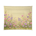 Floral Meadow Comforter / Pink & Lavender Wildflower Bedding