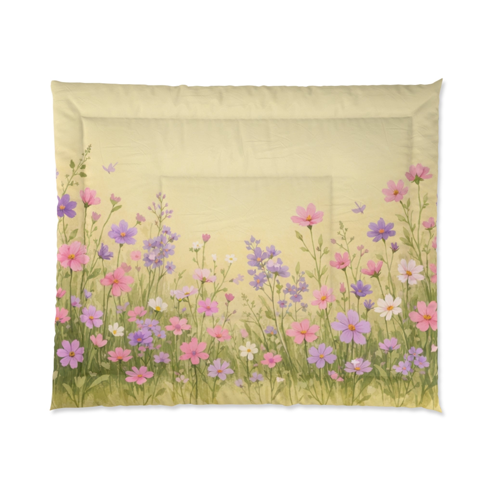 Floral Meadow Comforter / Pink & Lavender Wildflower Bedding