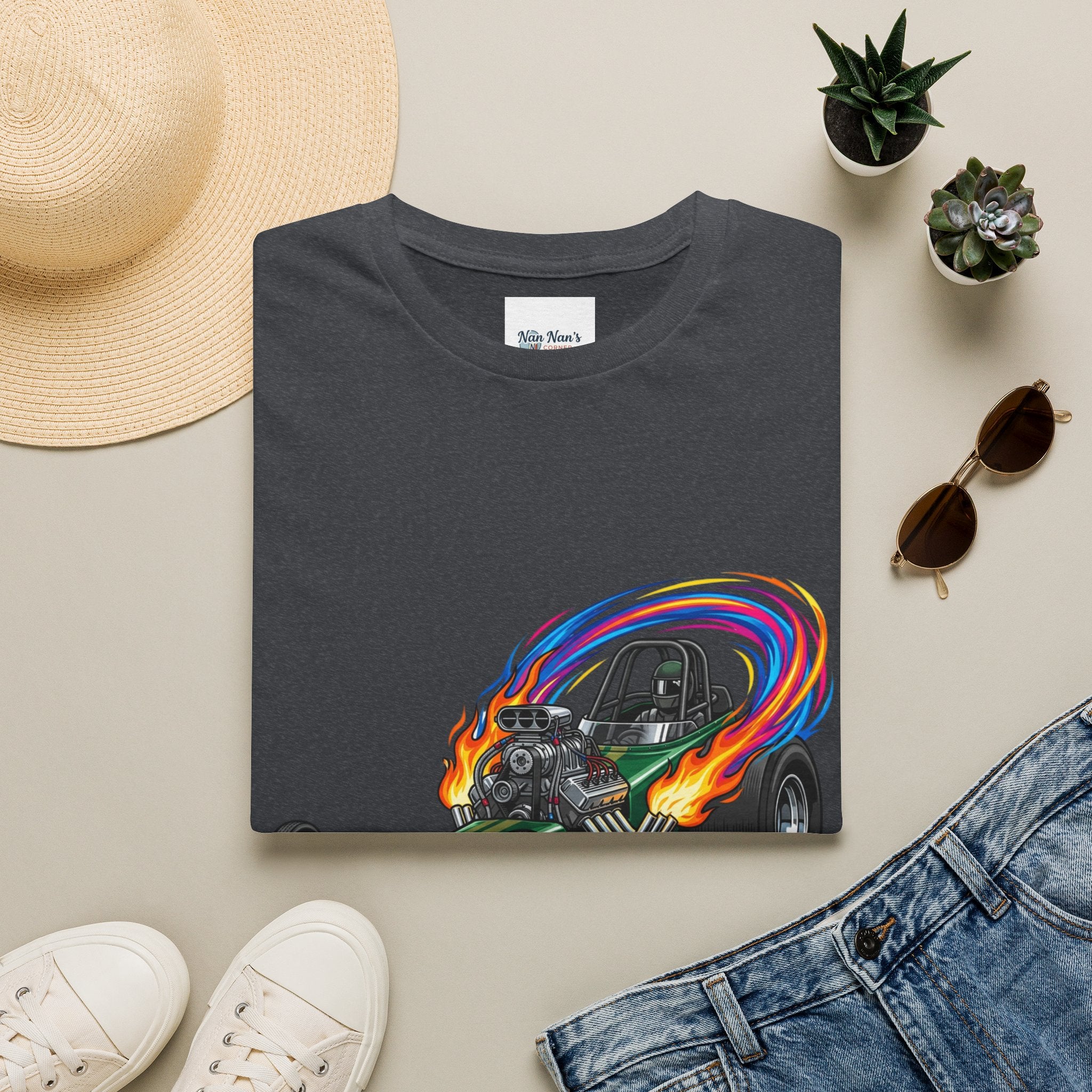 Dragster Racing Unisex Graphic T-Shirt – Novelty Soft Style Cotton Tee