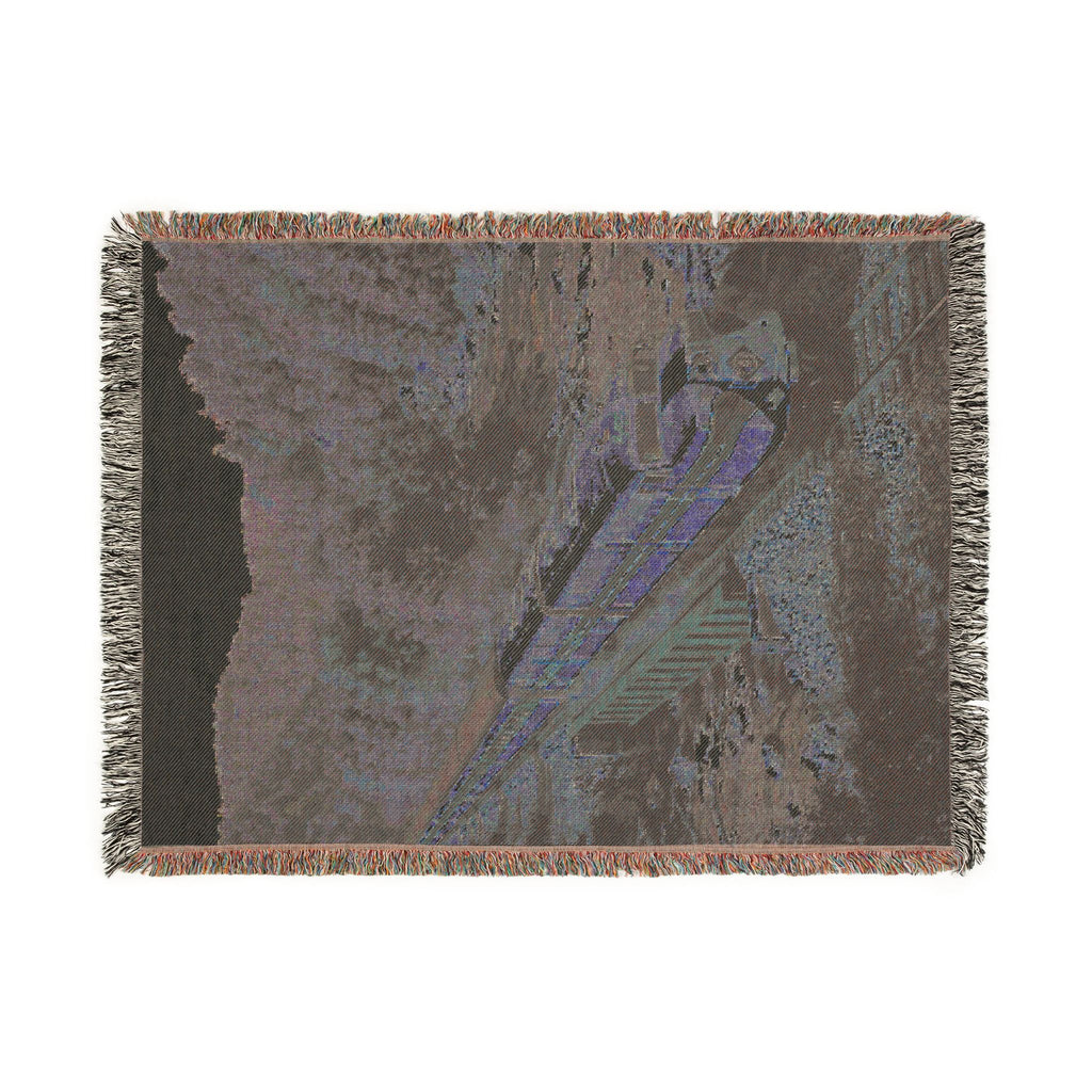 Vintage Passenger Train Woven Blanket | Scenic Rail Landscape