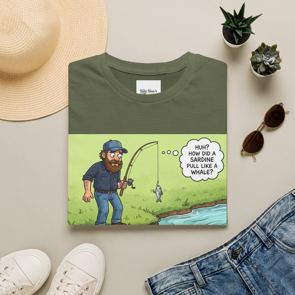 Fishing Bass Cartoon Unisex Graphic T-Shirt – Funny Lure Pond Fish Cotton Tee