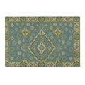 Blue Green Moroccan Medallion Area Rug | Boho Kilim Accent Rug
