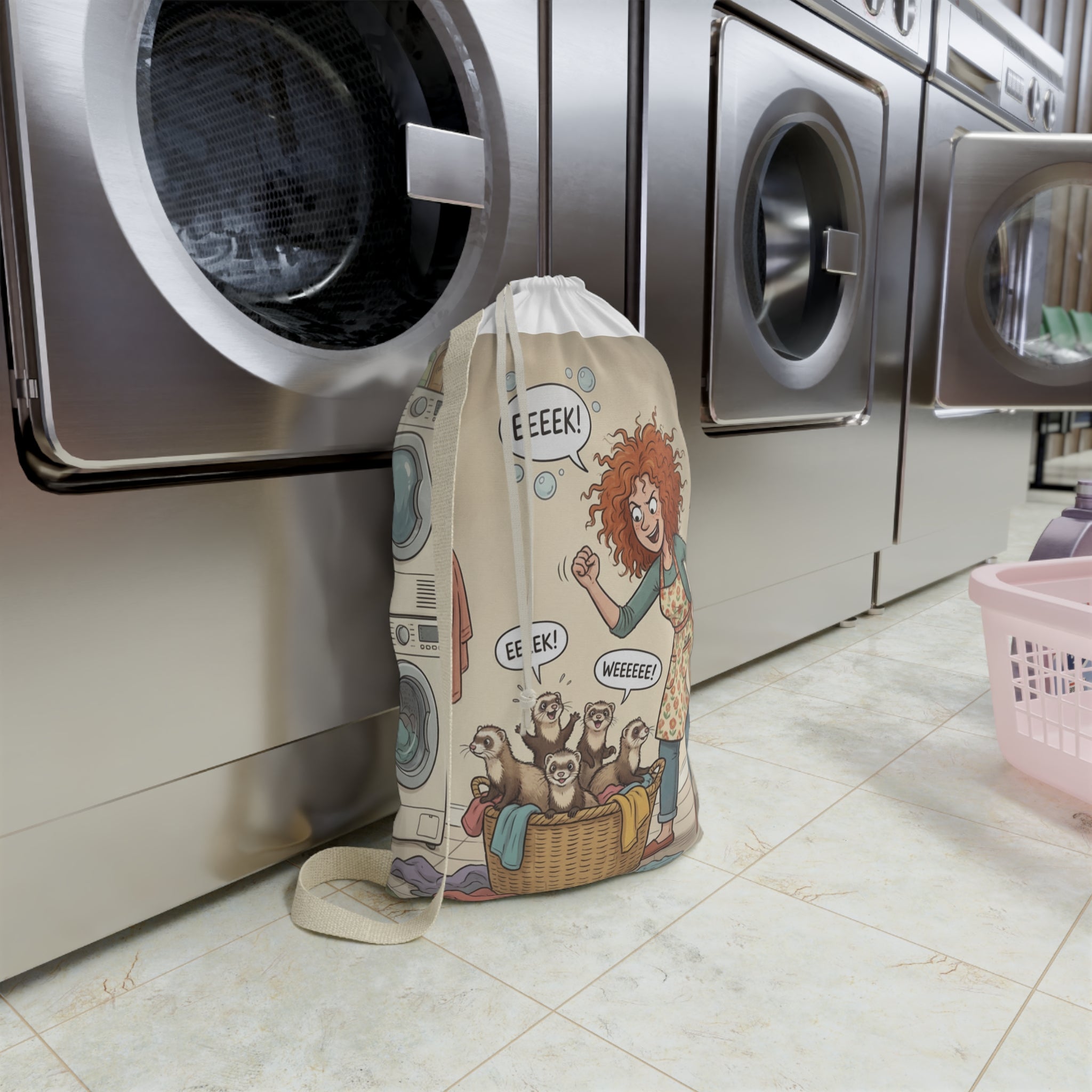 Laundry Bag - Funny Ferrets Playing
