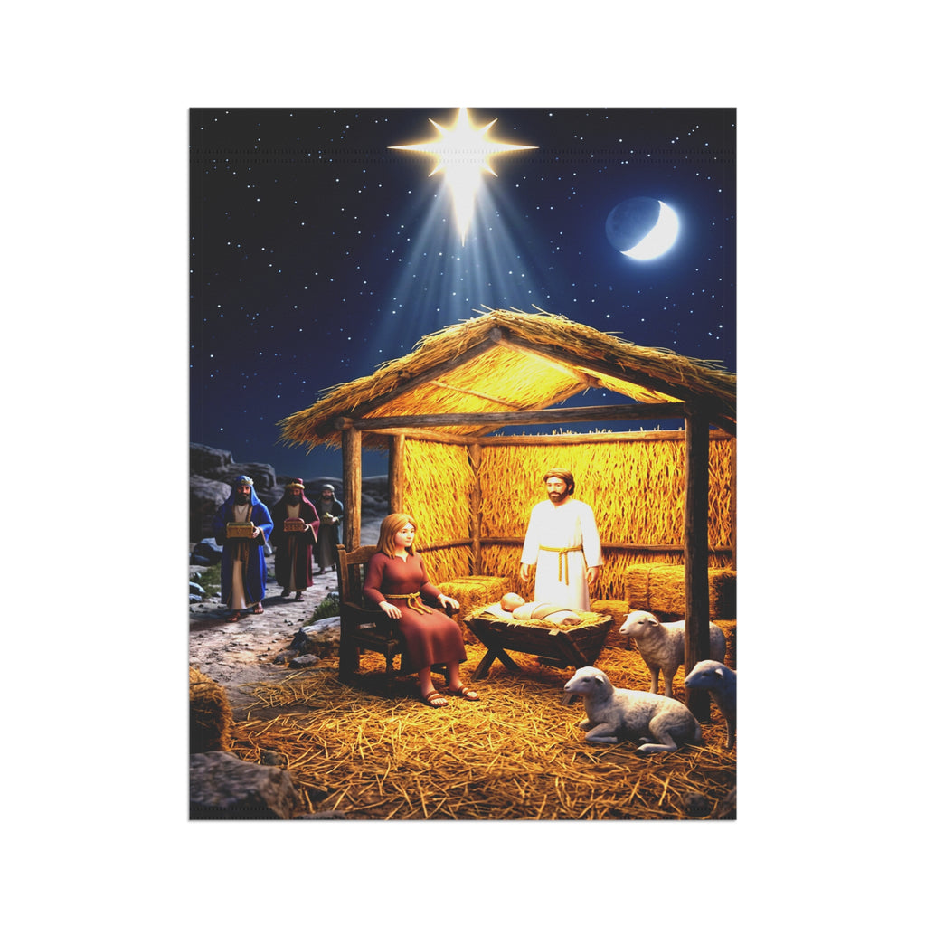 Nativity Scene Garden Banner | Christmas Manger Outdoor Flag