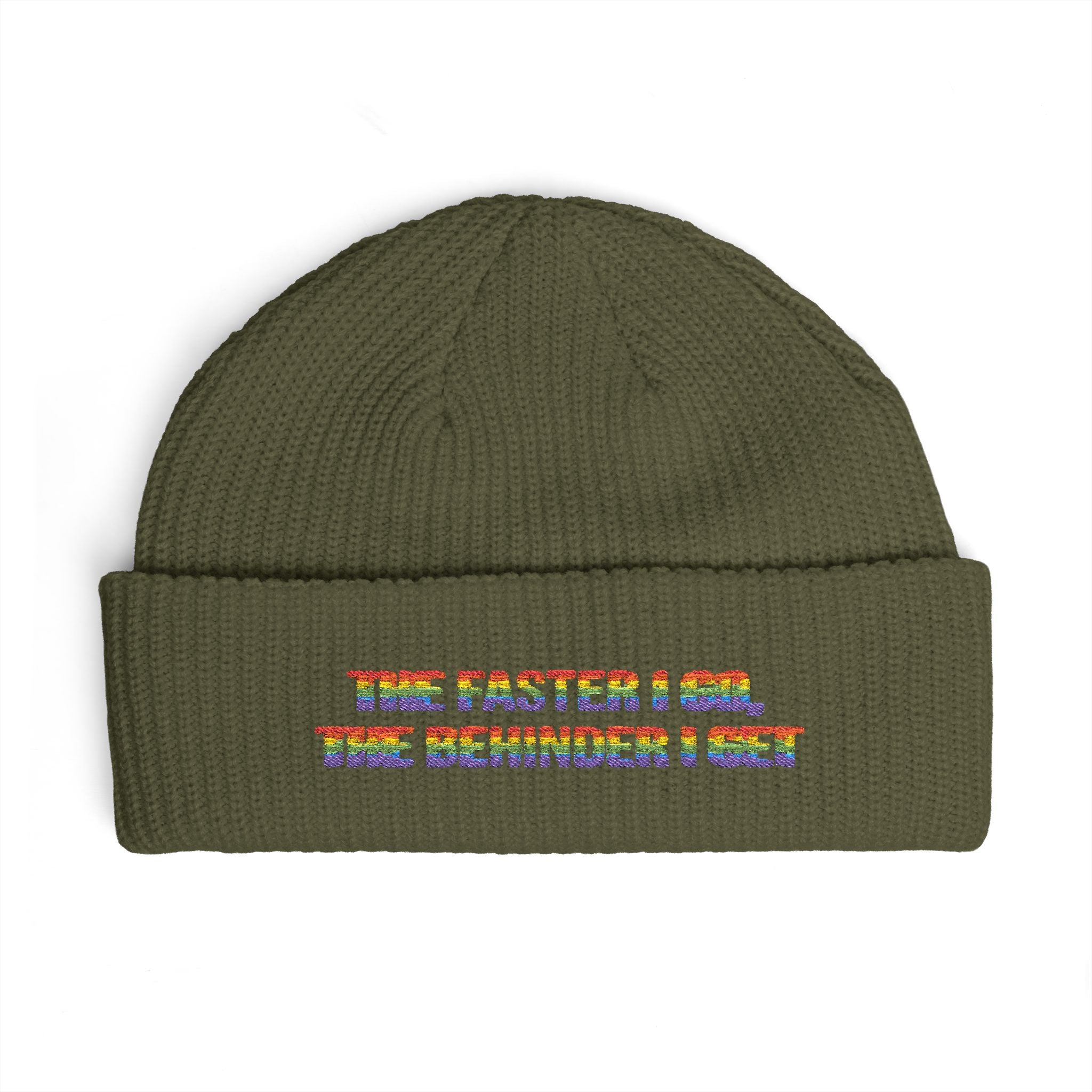 Rainbow Text Patch Cuff Beanie | Pride Inspired embroidered