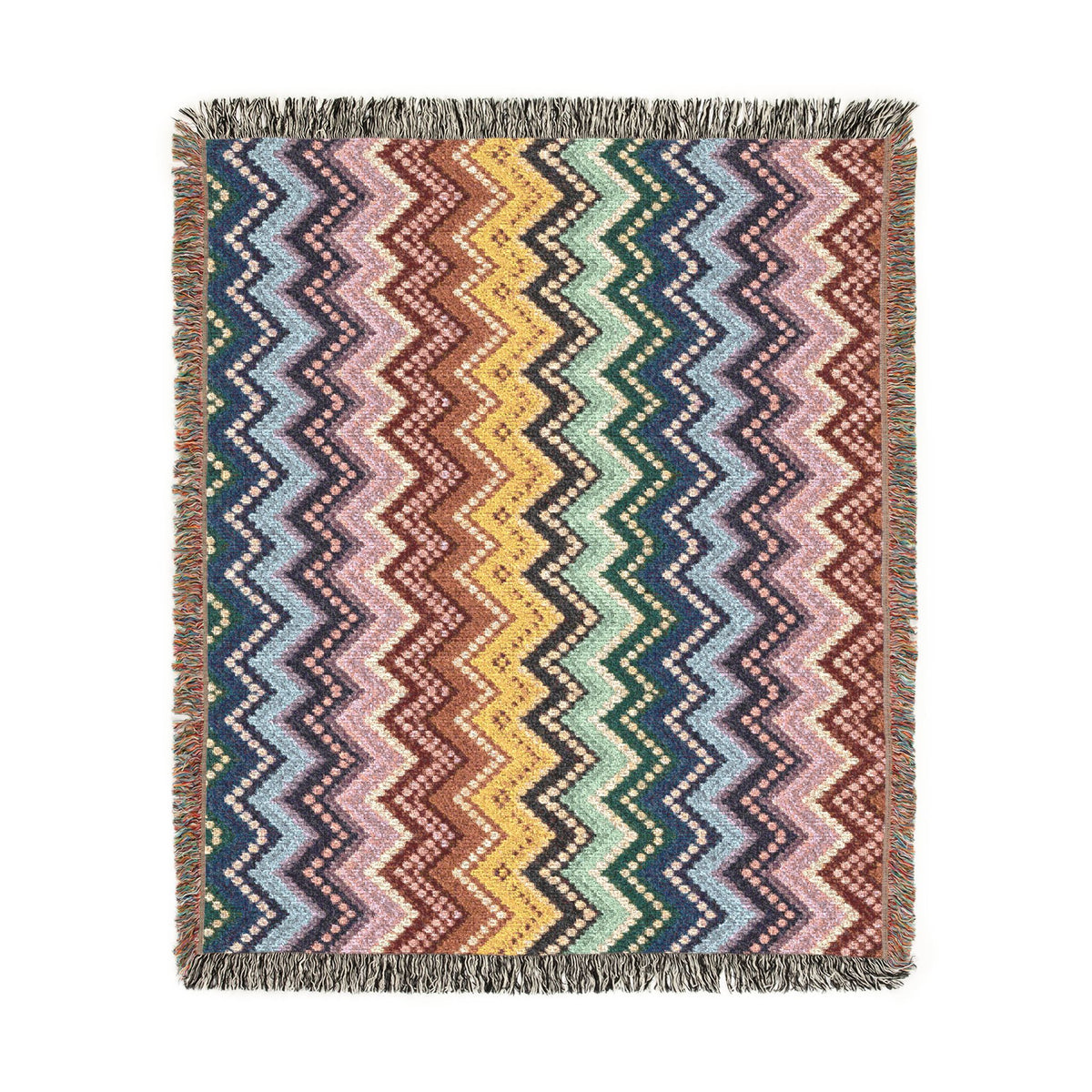 Chevron Ombré Woven Fringe Blanket - Multicolor Zigzag