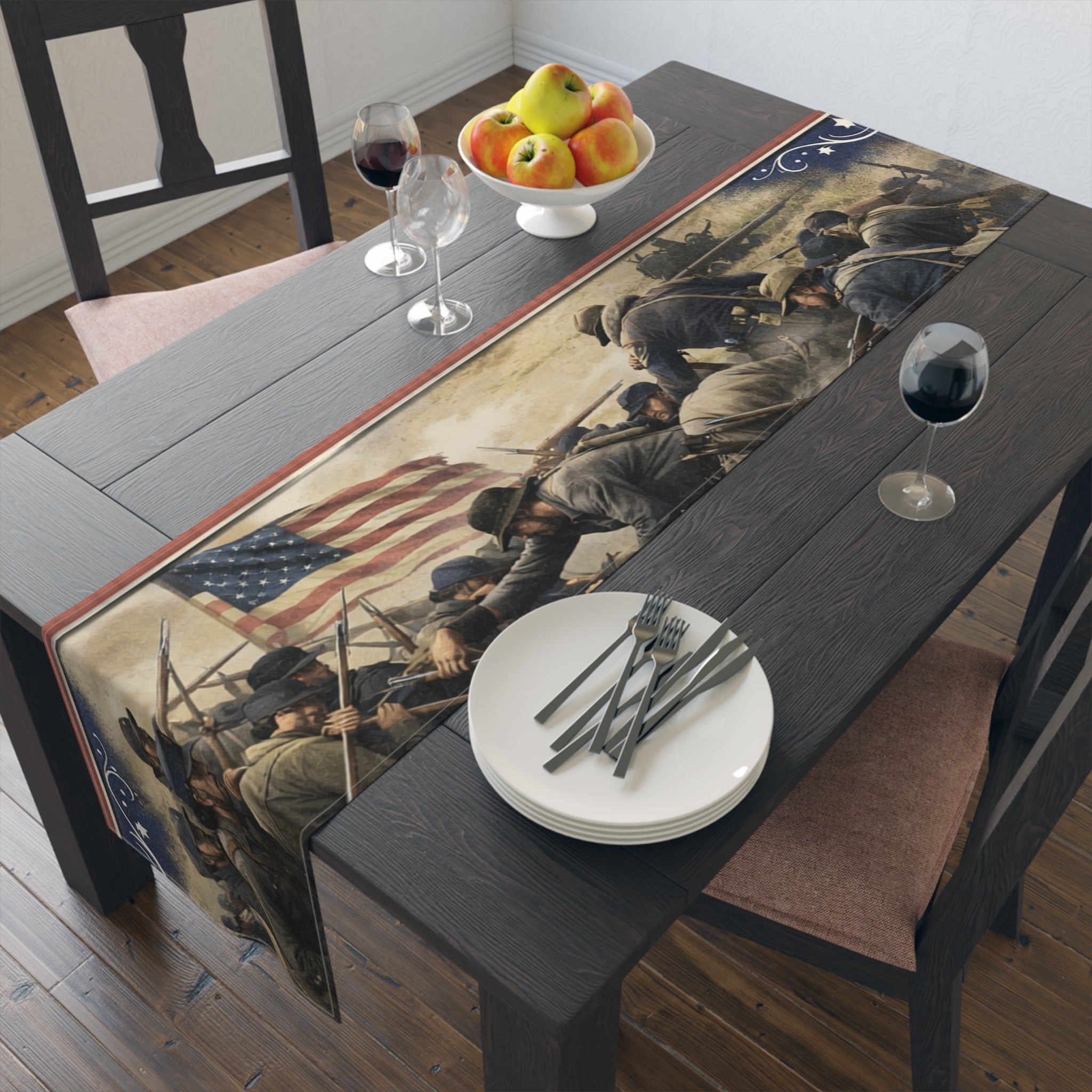 Civil War Soldiers Table Runner | Historical Battle Scene