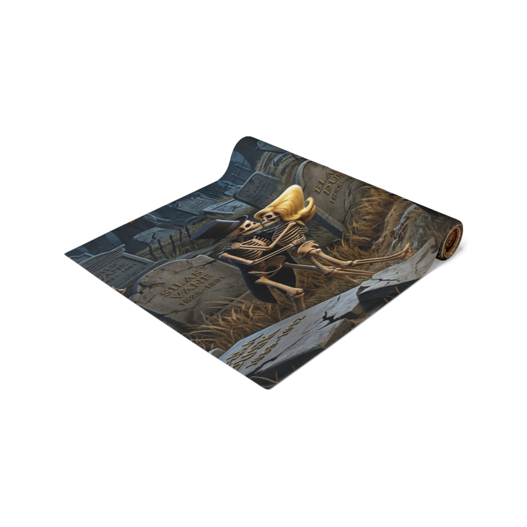 Haunted Graveyard Scene Table Runner | Halloween Cemetery Design