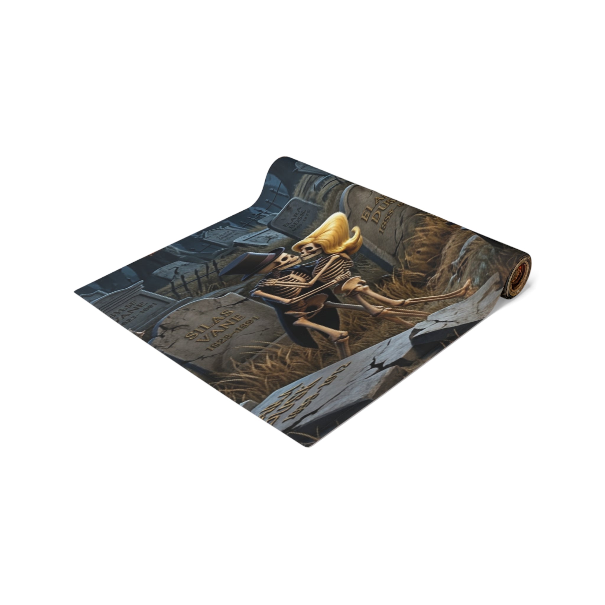 Haunted Graveyard Scene Table Runner | Halloween Cemetery Design