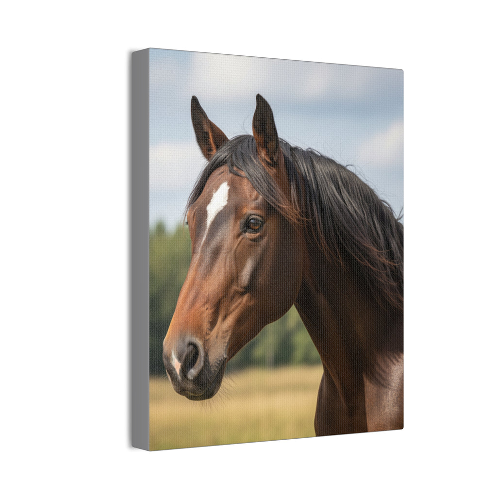 Bay Horse Portrait Canvas Print / Wall Art for Equestrian Lovers