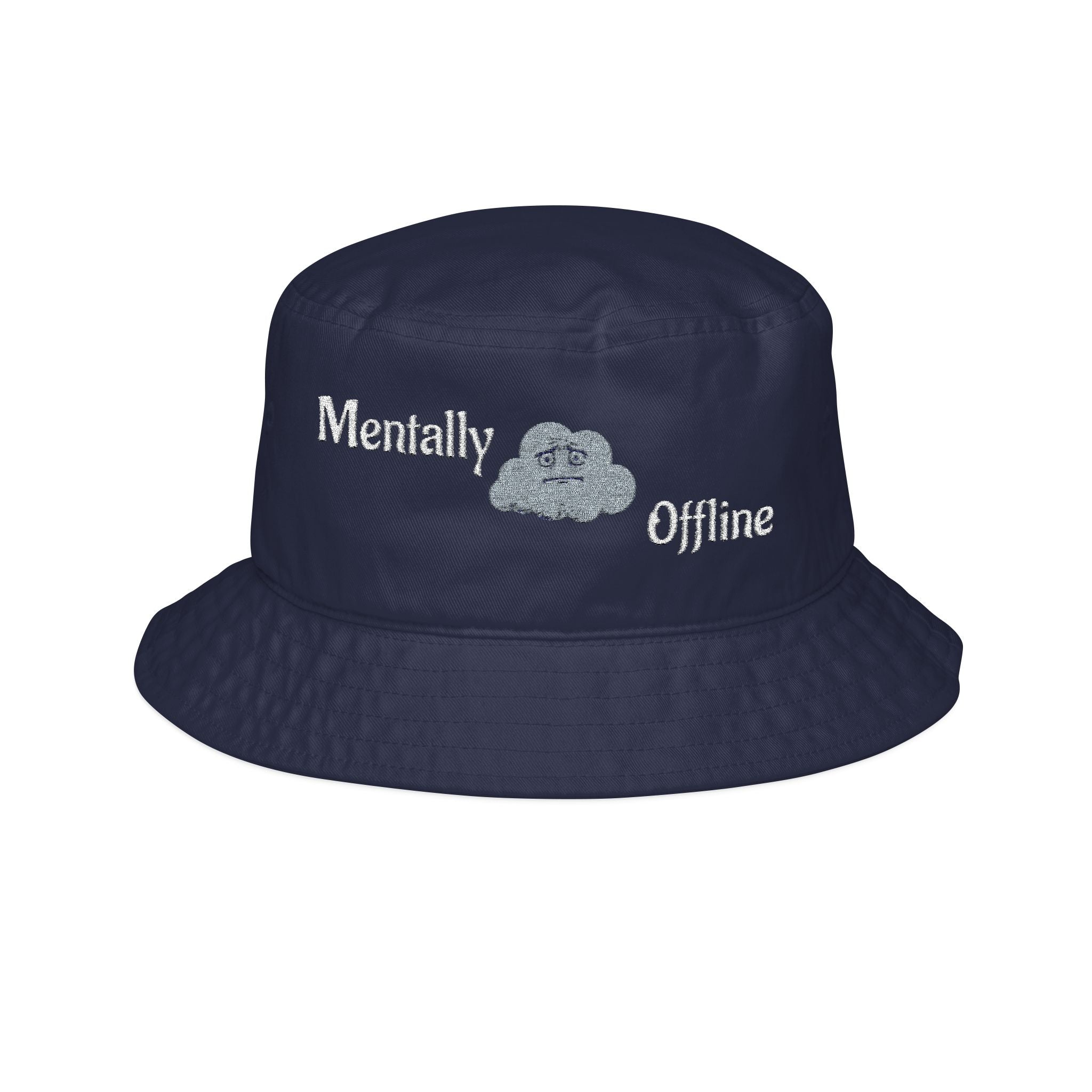 Mentally Offline cloud embroidery Bucket Hat | embroidered bucket hat