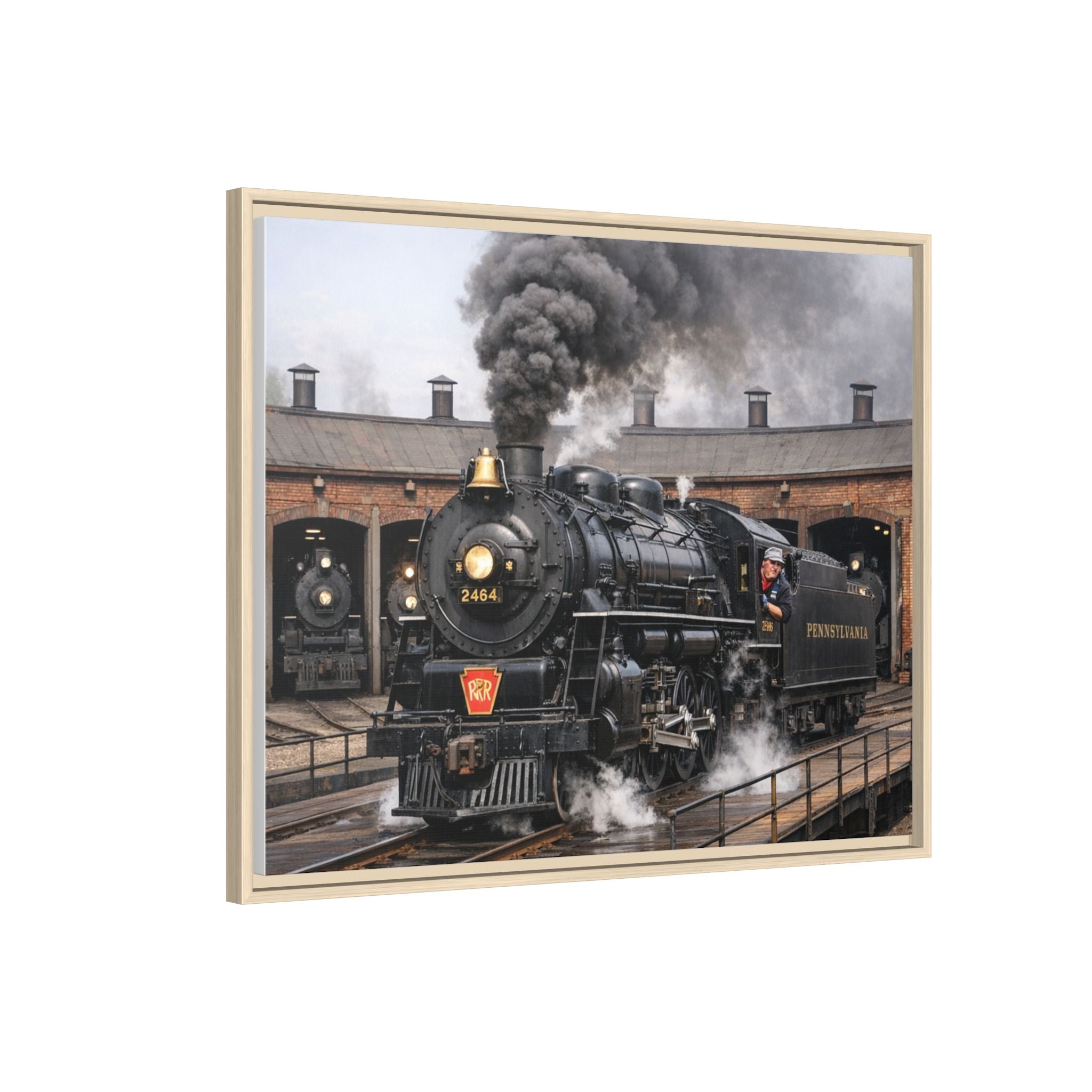 Framed Steam Train/Matte Canvas60 (Multi-color)