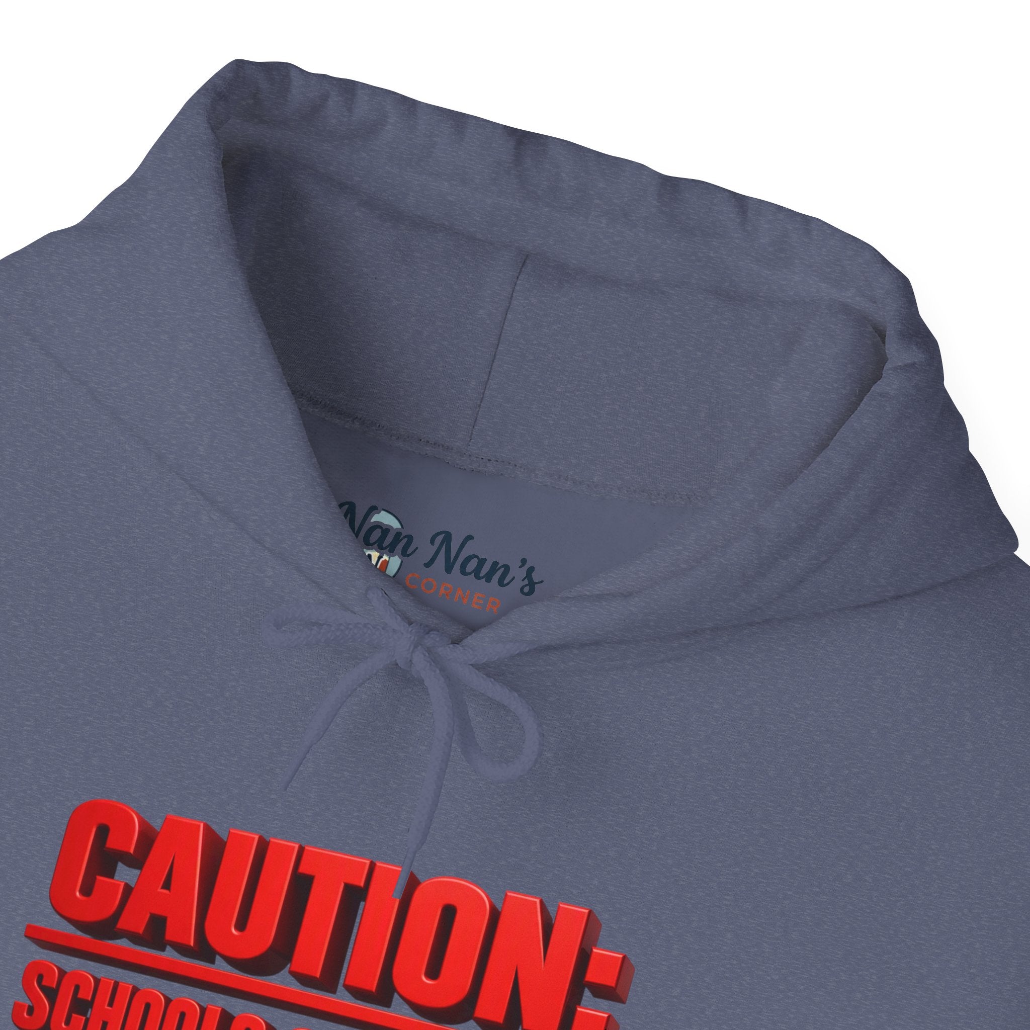 Hoodie — "CAUTION: Schools Starting, Re-Installing Brain" Back-to-School Graphic Hoodie