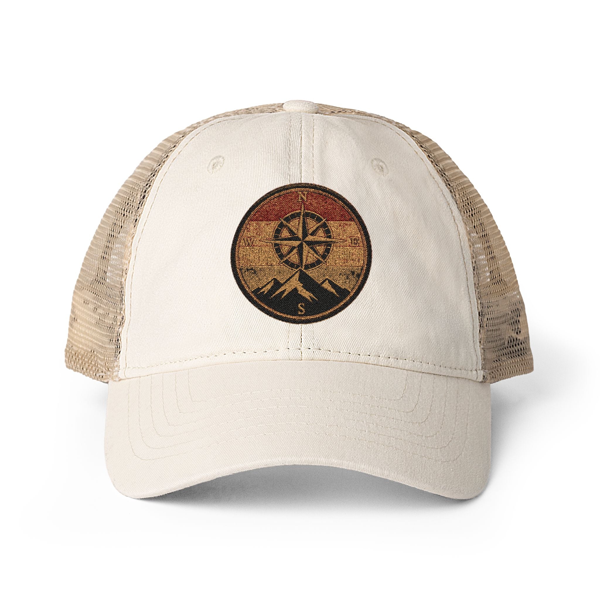 Women's Washed Mesh-Back Cap/Rose Compass