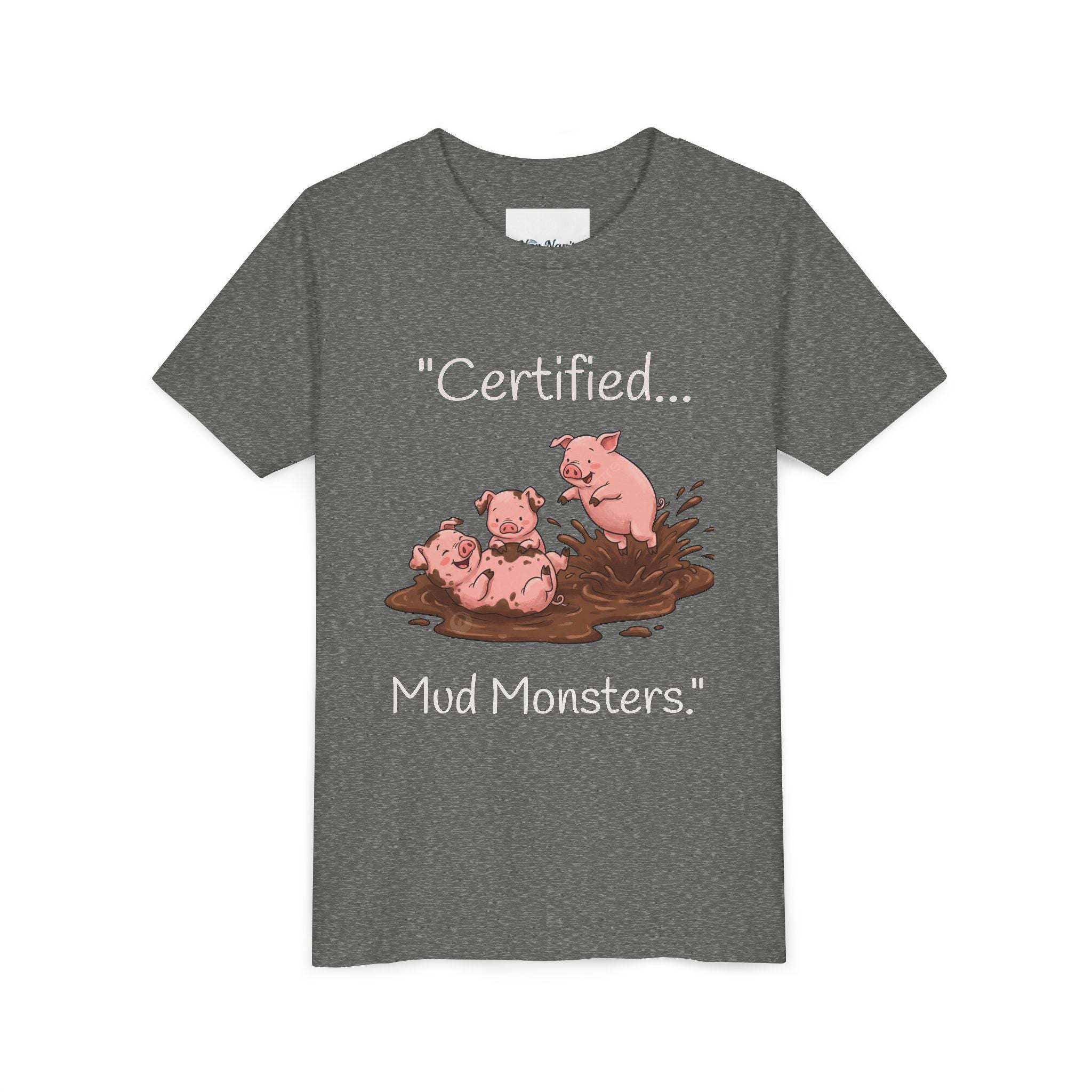 Youth Tee / "Certified Mud Monsters" Playful Piglets Graphic