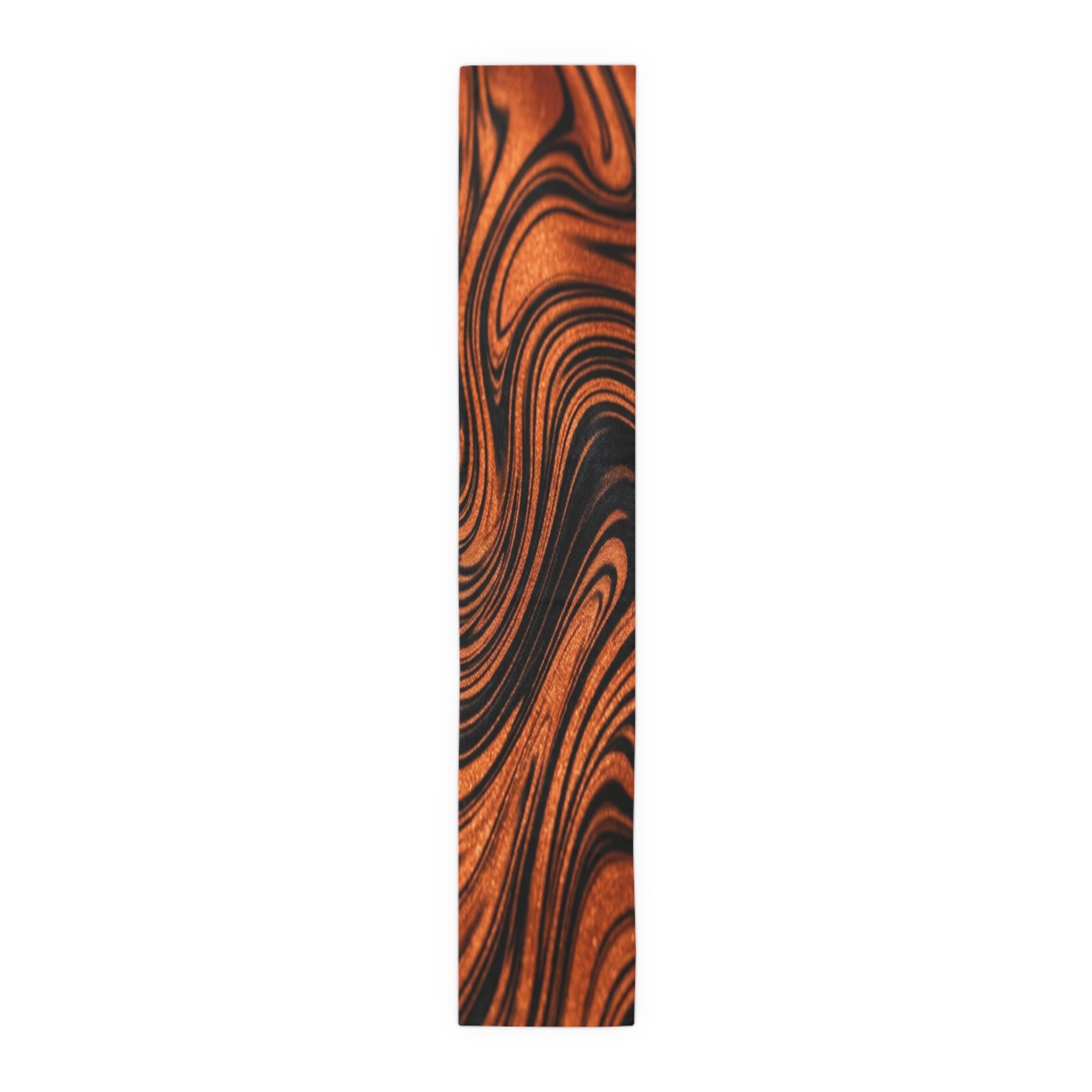 Halloween Copper Marble Swirl Table Runner | Abstract Woodgrain Pattern