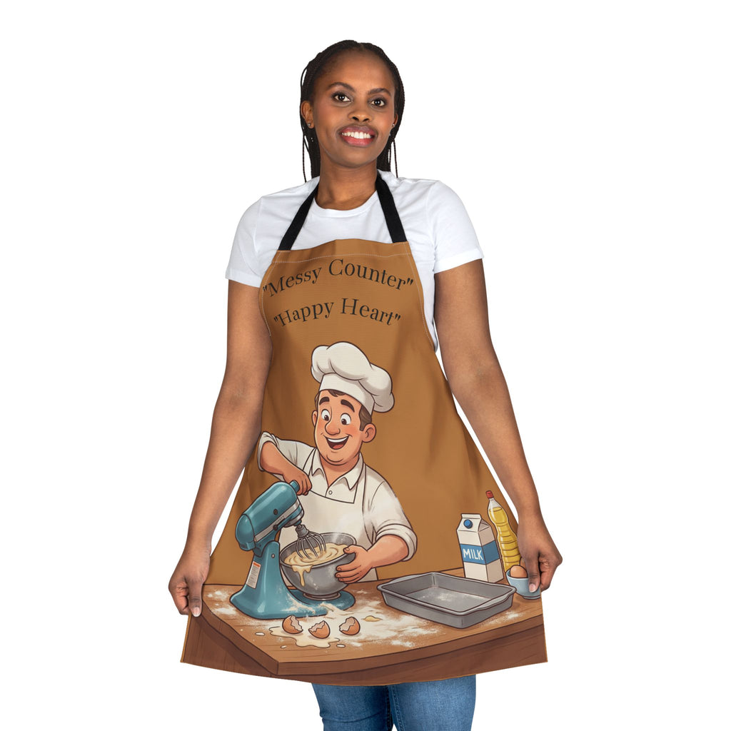 Apron Cheerful Baker Illustration | Cartoon Chef Baking, Kitchen Apron