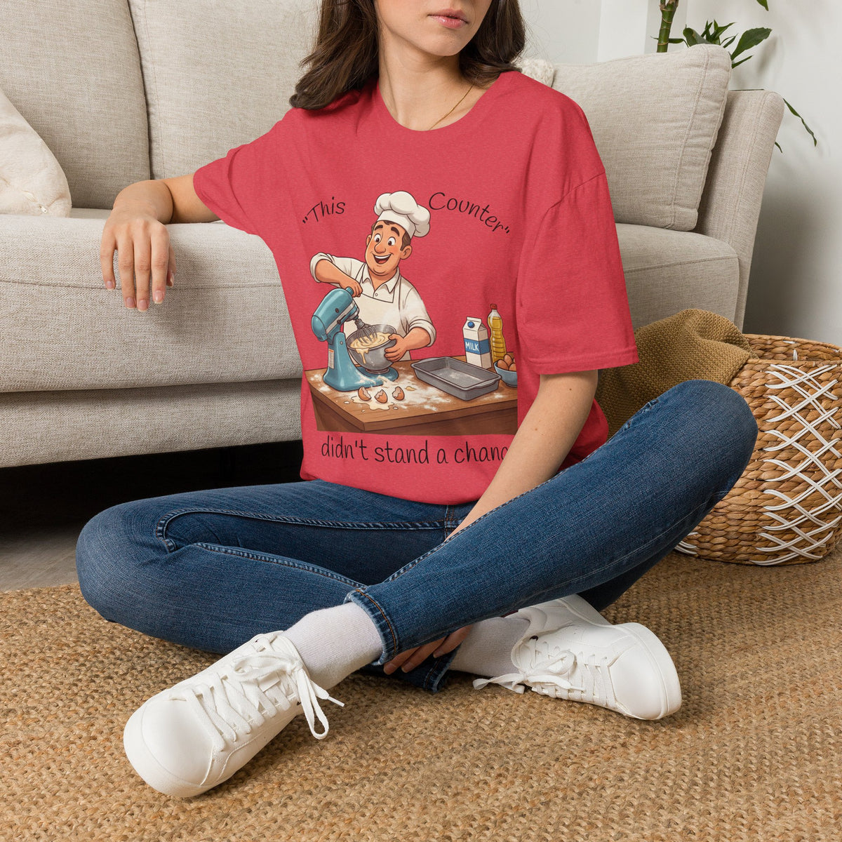 This Counter Didn't Stand a Chance Unisex Graphic T-Shirt – Funny Baking Chef Cotton Tee
