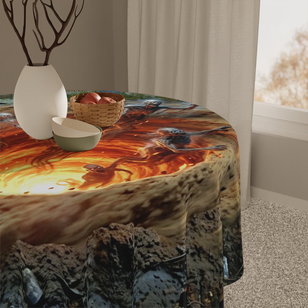 Graveyard Vortex Tablecloth | Skeletons Rising from the Abyss – Halloween Table Decor