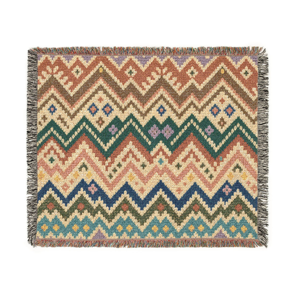 Southwestern Chevron Woven Blanket - Aztec Zigzag