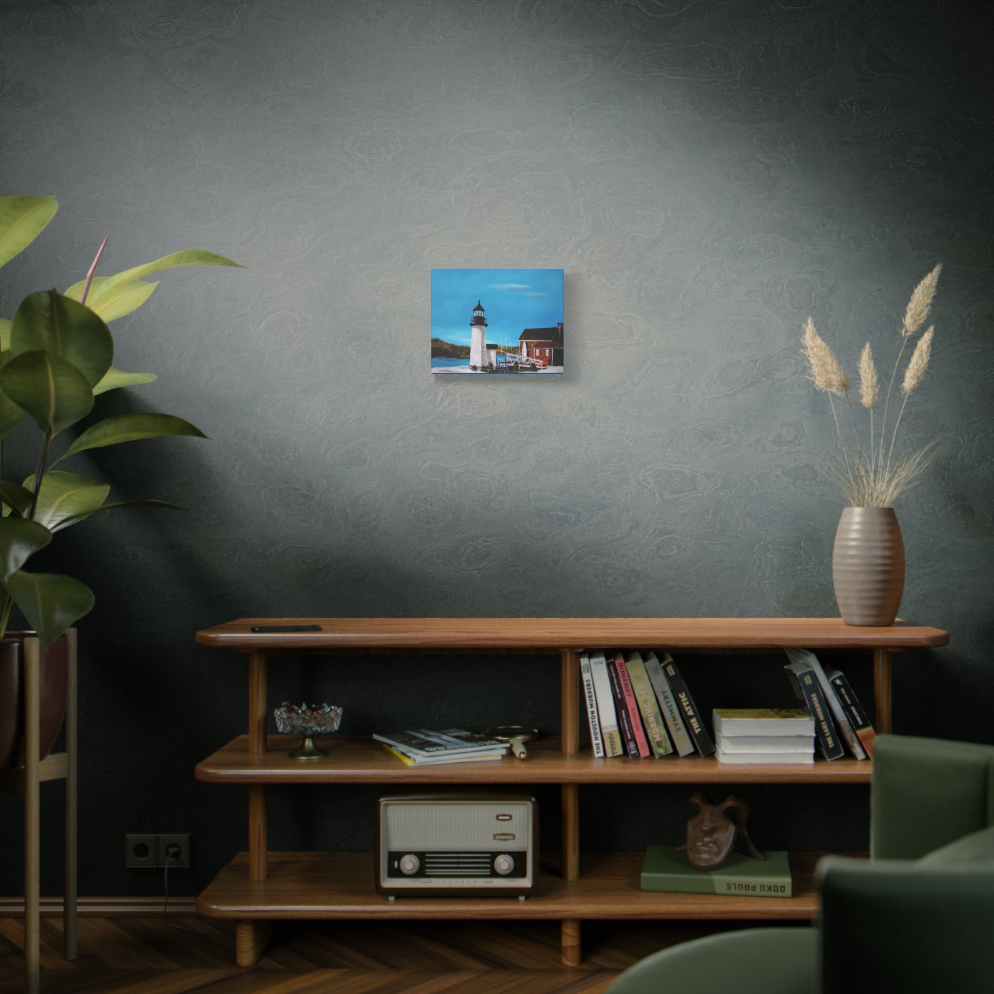 Lighthouse Coastal Painting Canvas | Matte Stretched Wall Art