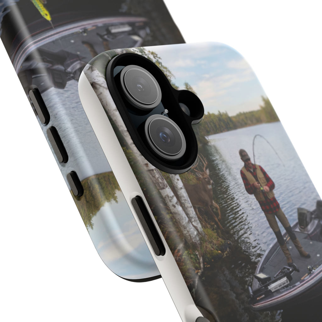 Fisherman Catching Bass phone case | Fishing lake photo phone case