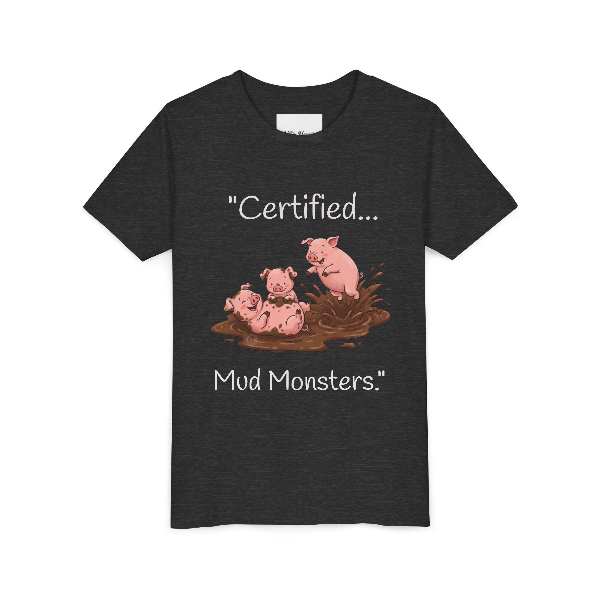 Youth Tee / "Certified Mud Monsters" Playful Piglets Graphic