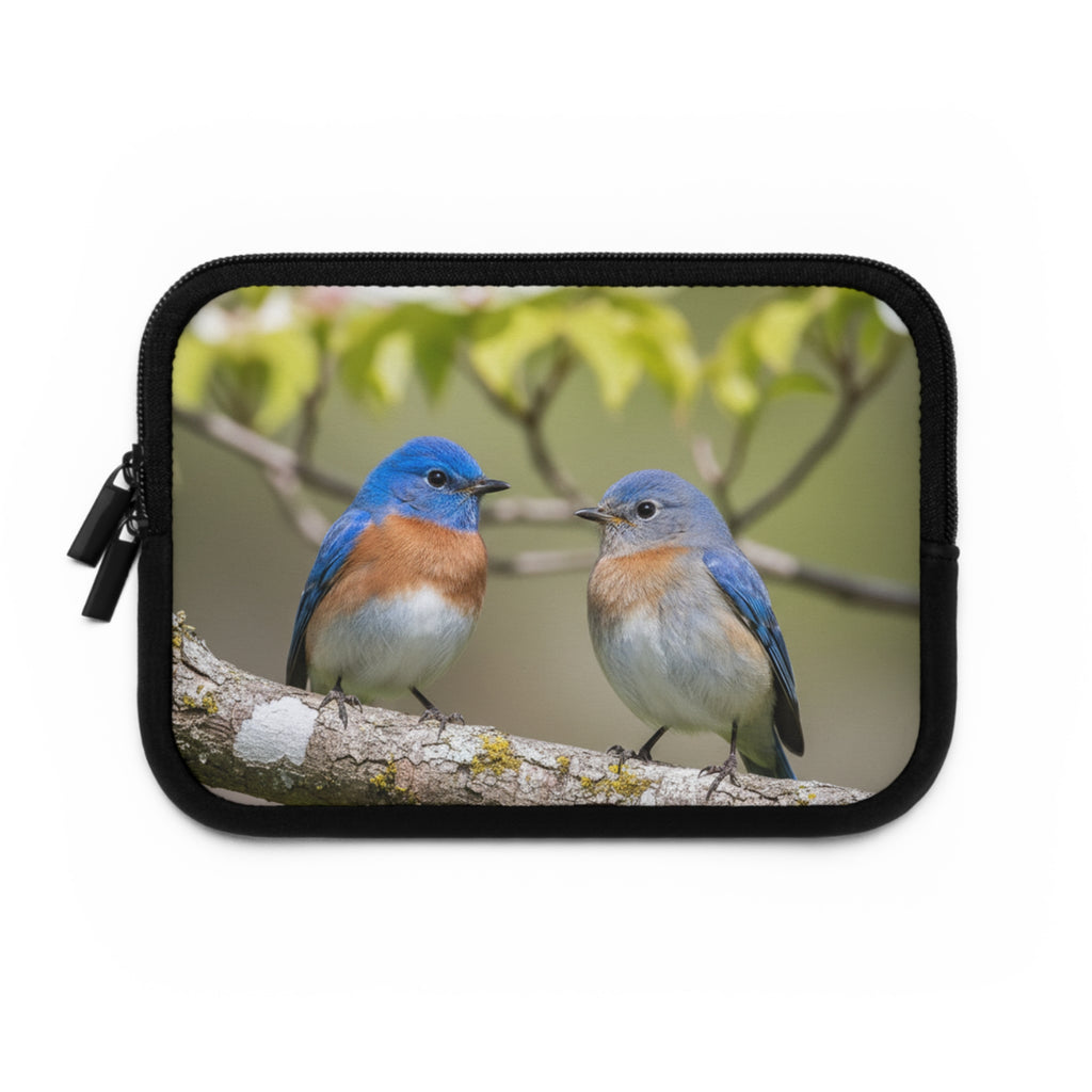 Laptop Sleeve Eastern Bluebirds on Branch | Nature Bird Photography