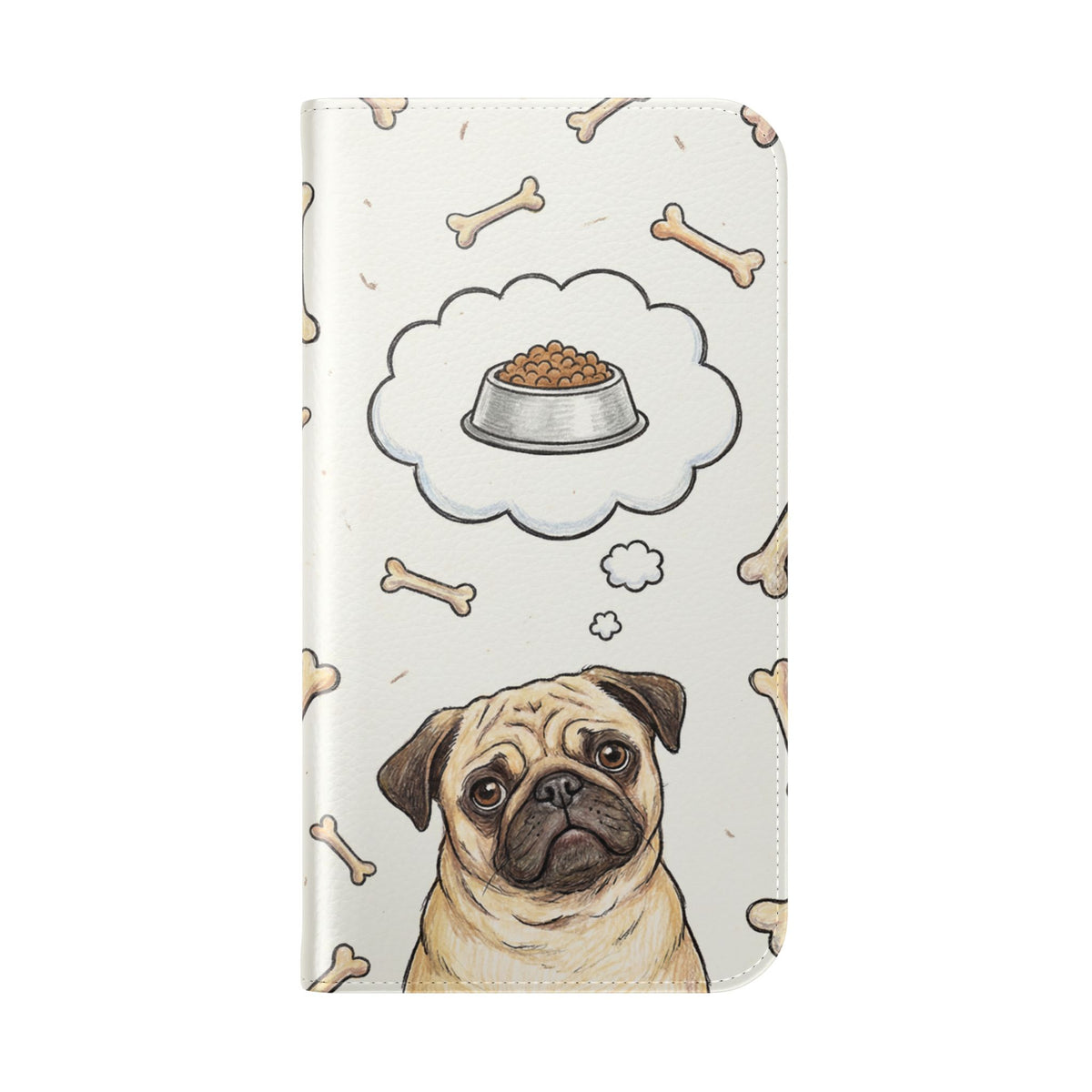 Pug & Bones Phone Flip Case / Cute Dog Wallet Cover