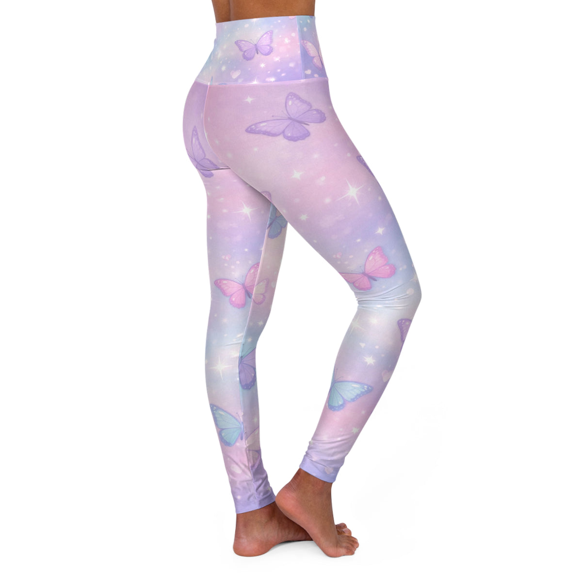 Pastel Butterfly Leggings High Waisted Yoga Leggings | Lavender Pink AOP