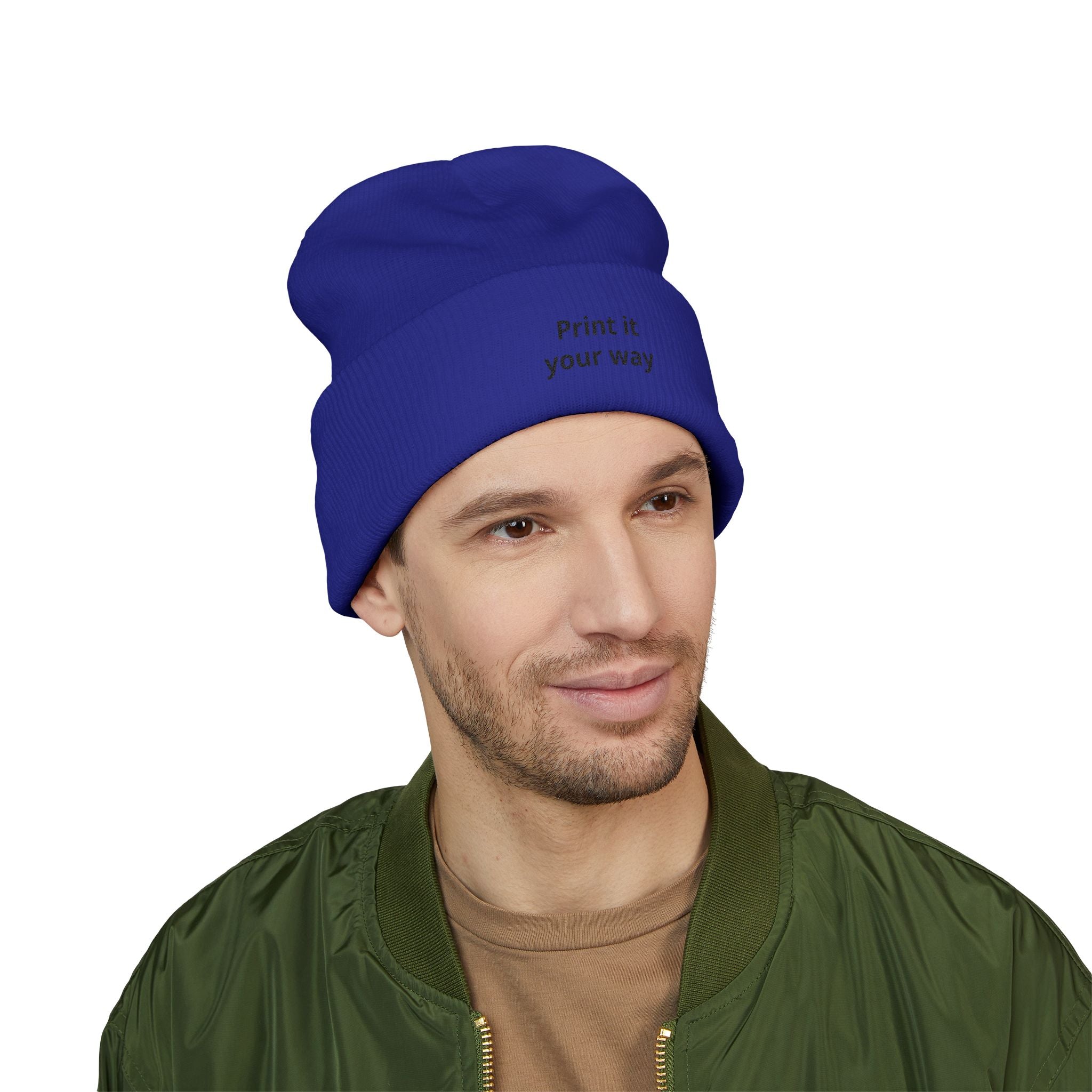 Print It Your Way beanie | Cuffed Embroidered Beanie, Custom Text