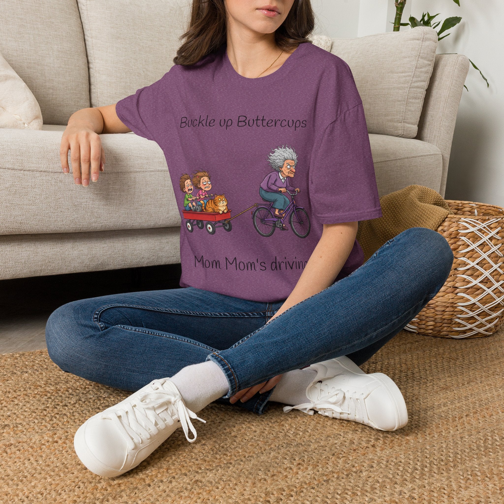 Buckle Up Buttercups Mom Mom's Driving Unisex Graphic T-Shirt – Novelty Cotton Tee