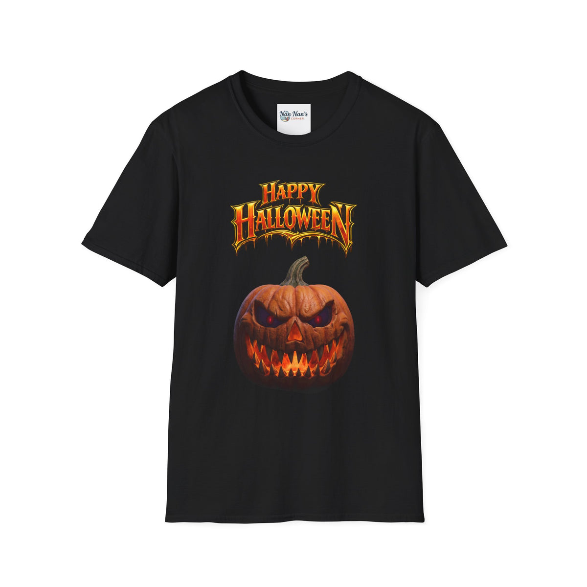 Happy Halloween Jack-O'-Lantern T-Shirt | Vintage Drip Graphic – Unisex Cotton Tee