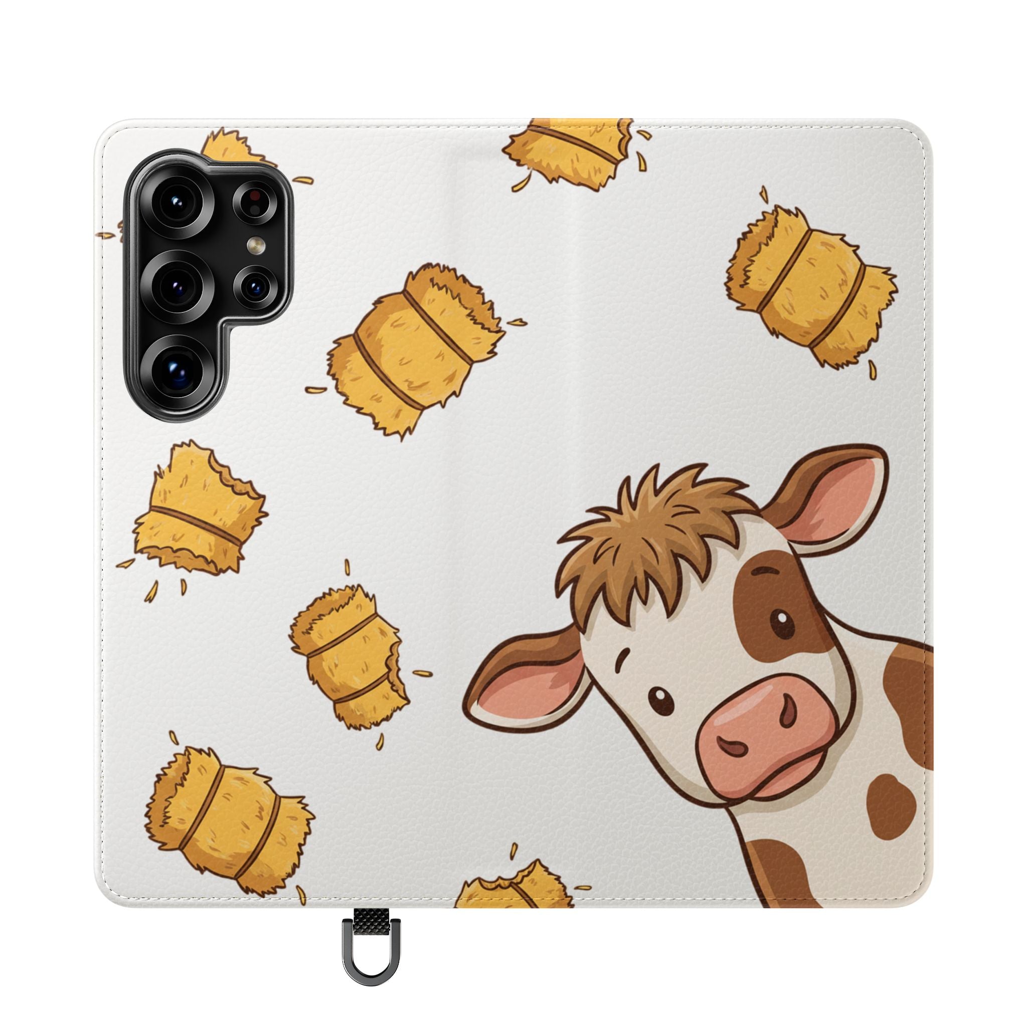 Cow & Hay Pattern Flip Case/ Cute Farm Animal Phone Wallet