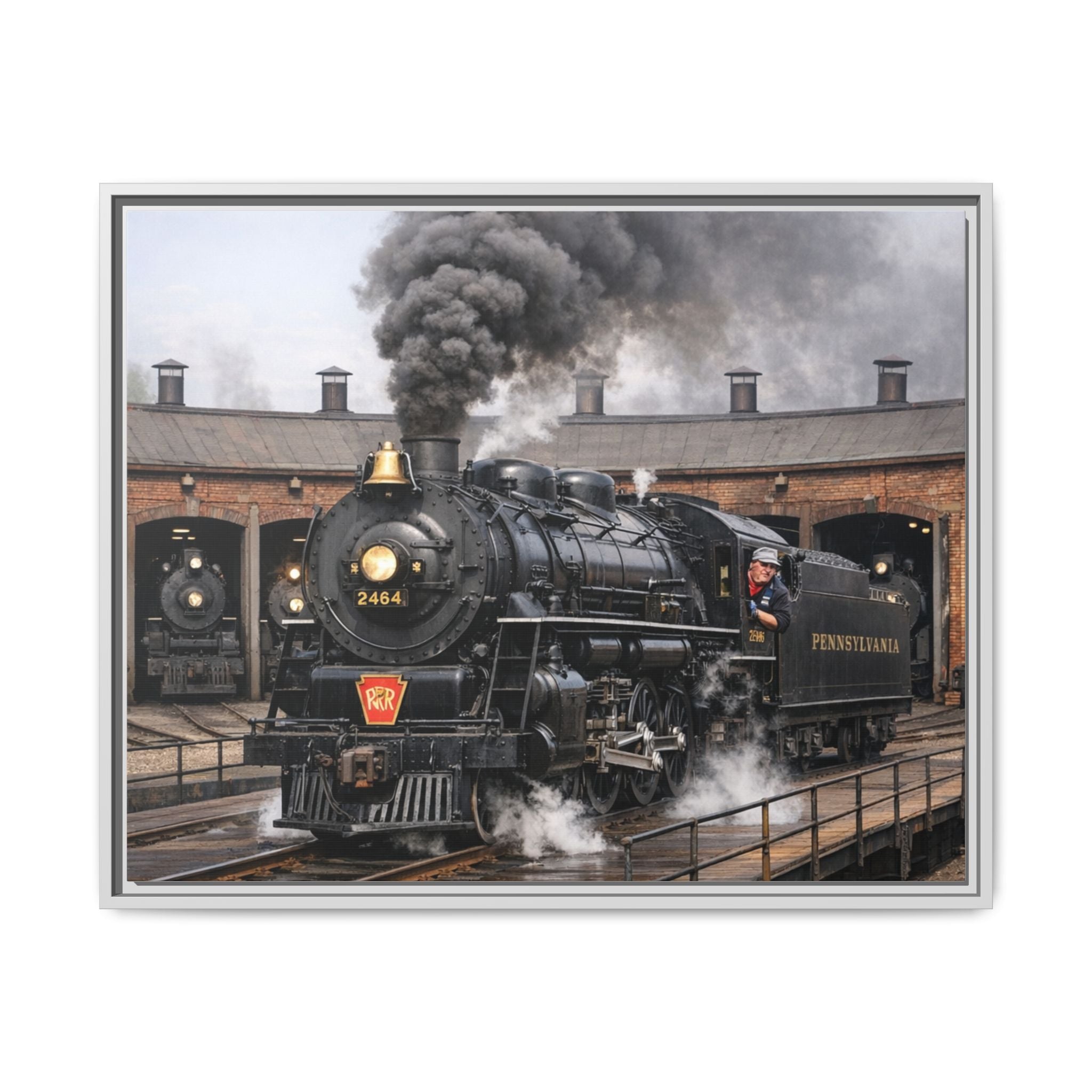 Framed Steam Train/Matte Canvas60 (Multi-color)