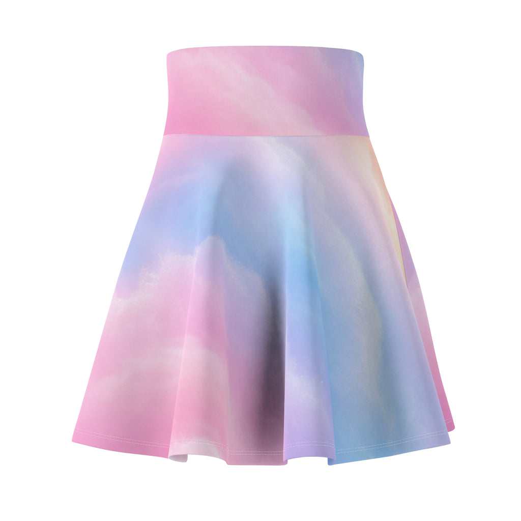 Pastel Cloud Watercolor Skater Skirt - Pink & Blue