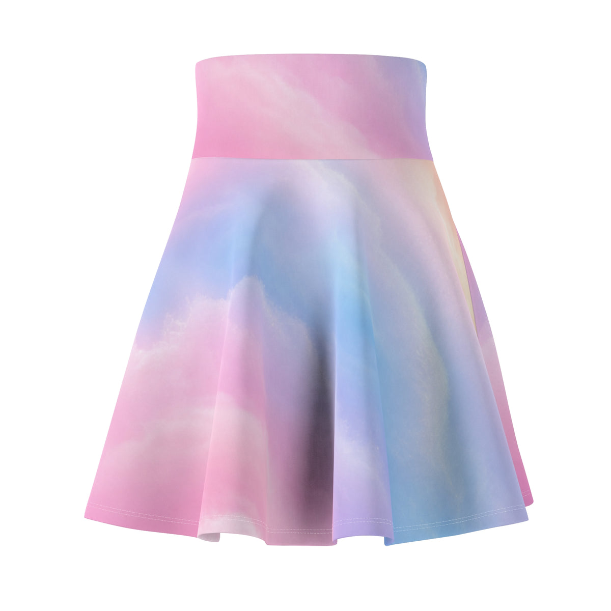 Pastel Cloud Watercolor Skater Skirt - Pink & Blue