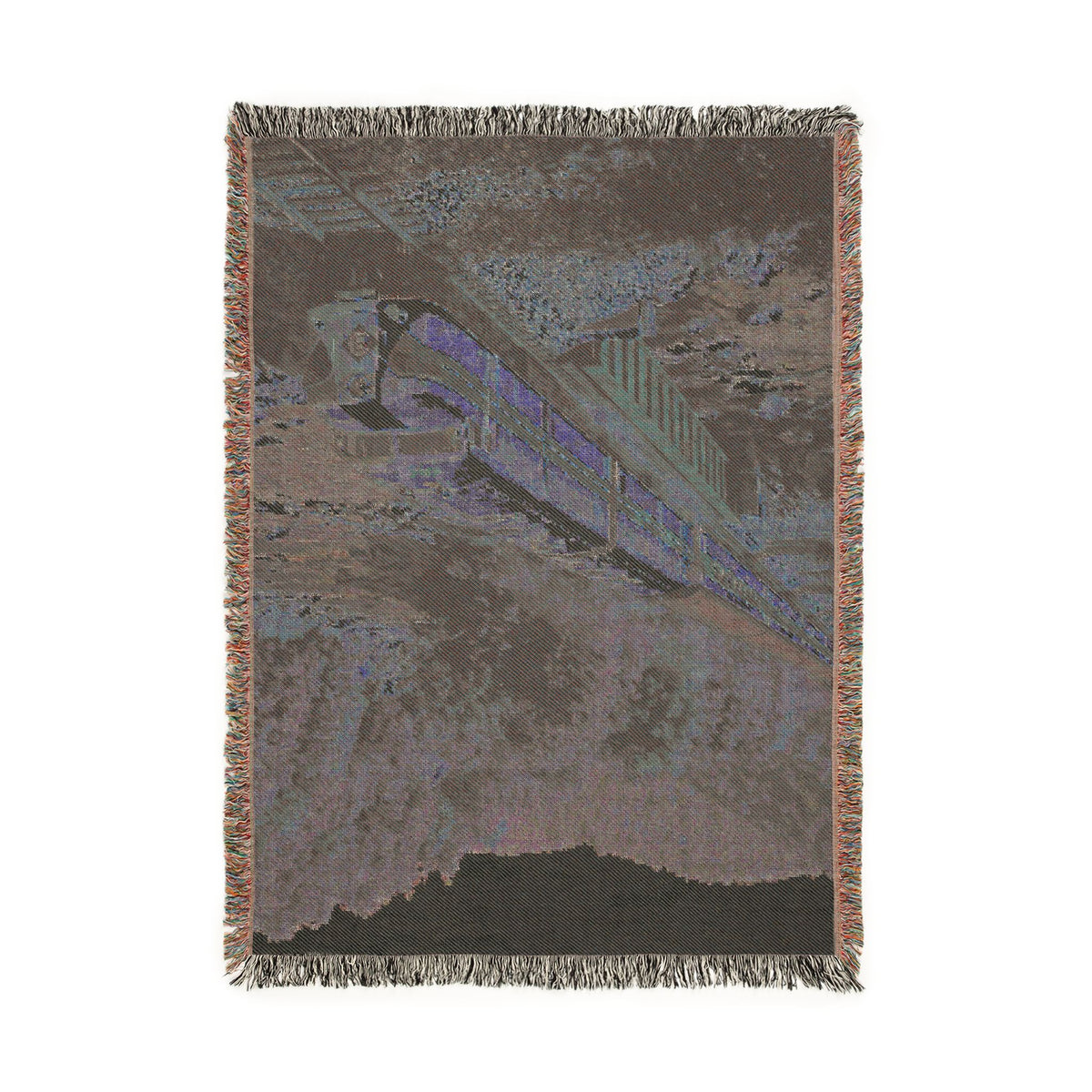 Vintage Passenger Train Woven Blanket | Scenic Rail Landscape