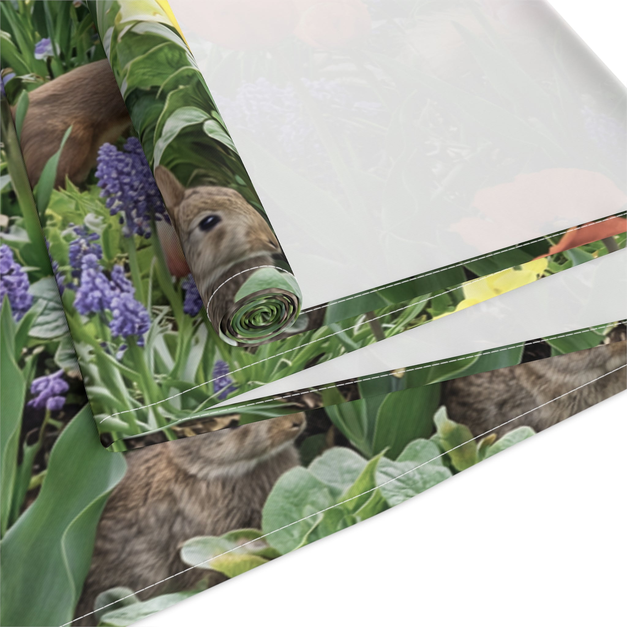 Spring Garden Birds Table Runner / Floral Tulip & Daffodil Dining Decor