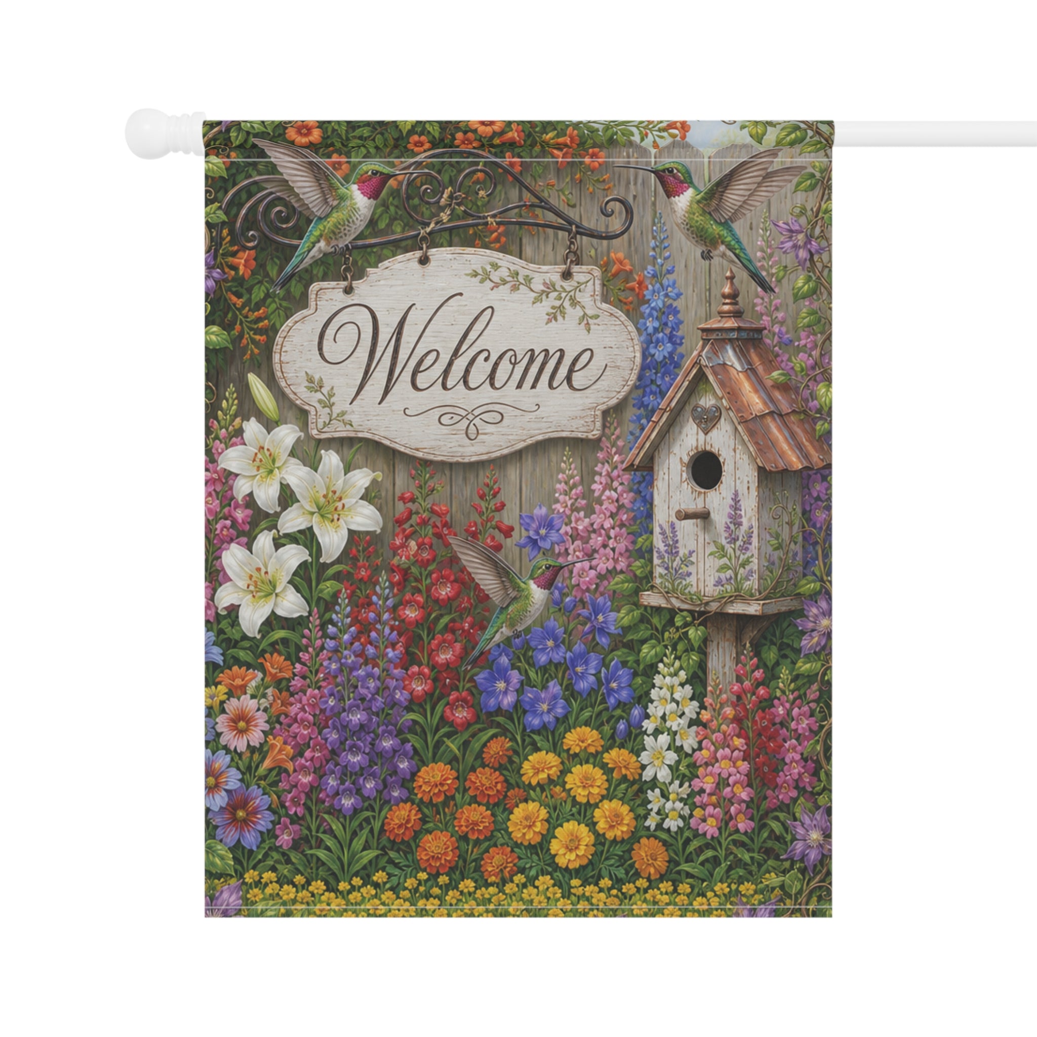 Cottage Garden Floral Banner | House Welcome Flag