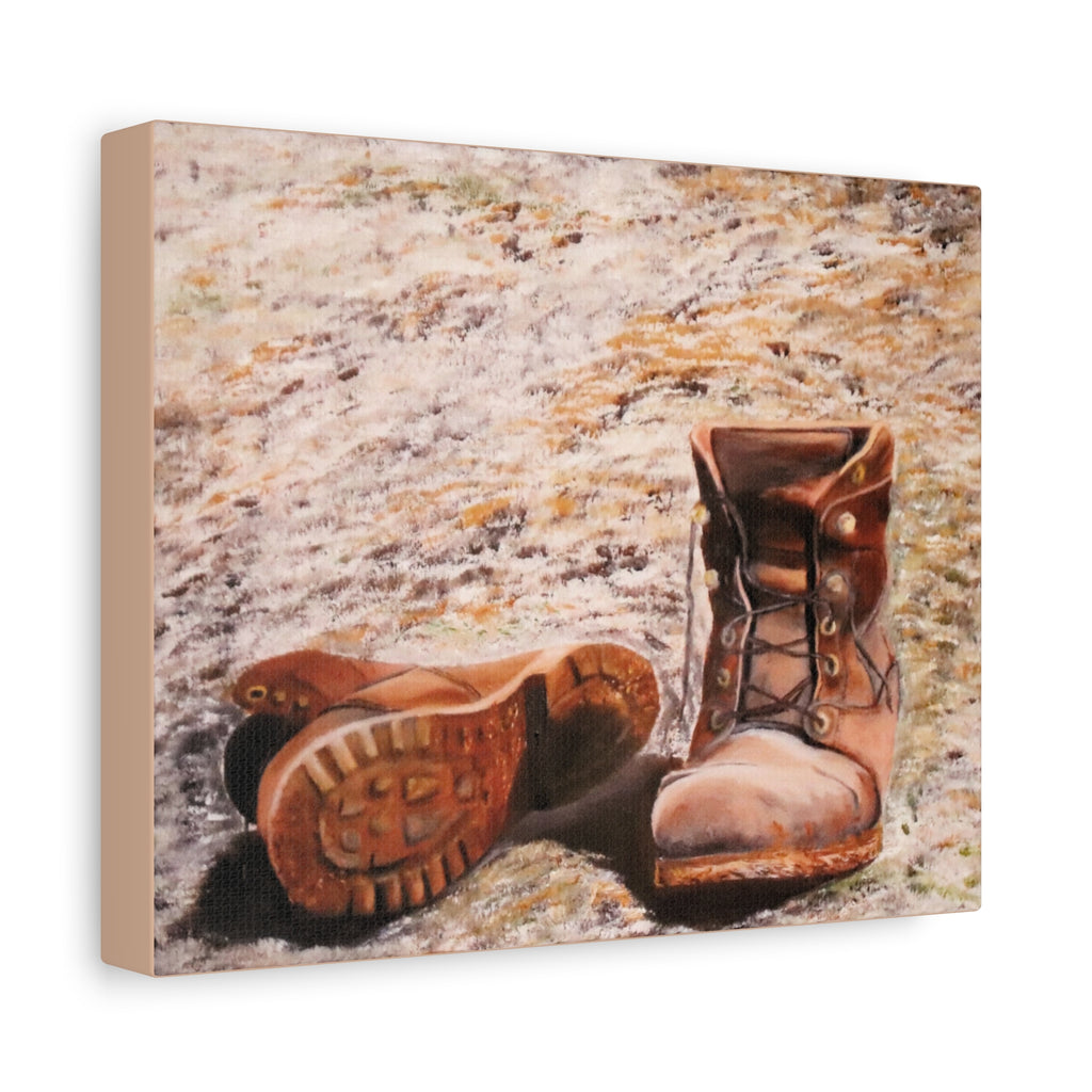 Worn Leather Boots Canvas