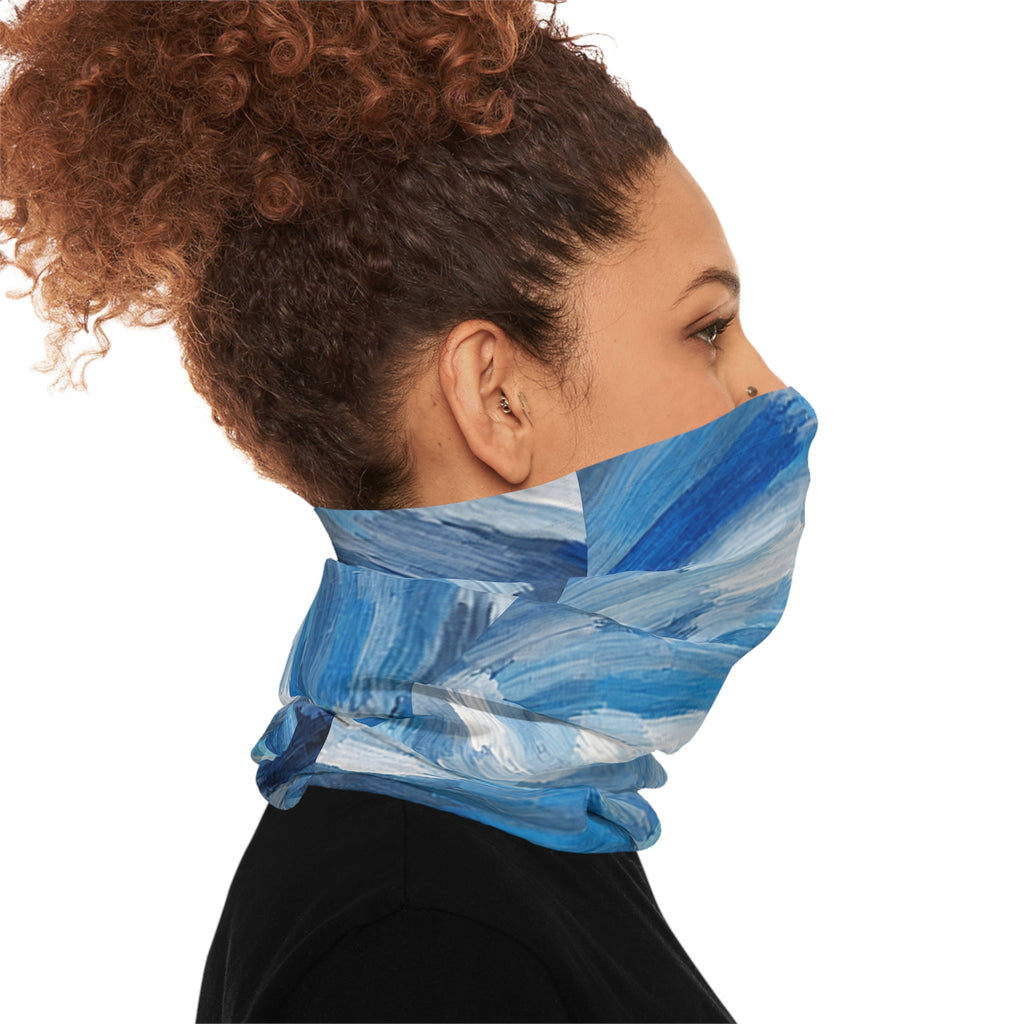 Blue Swirl Pattern Neck Gaiter | Abstract Spiral Design, Lightweight
