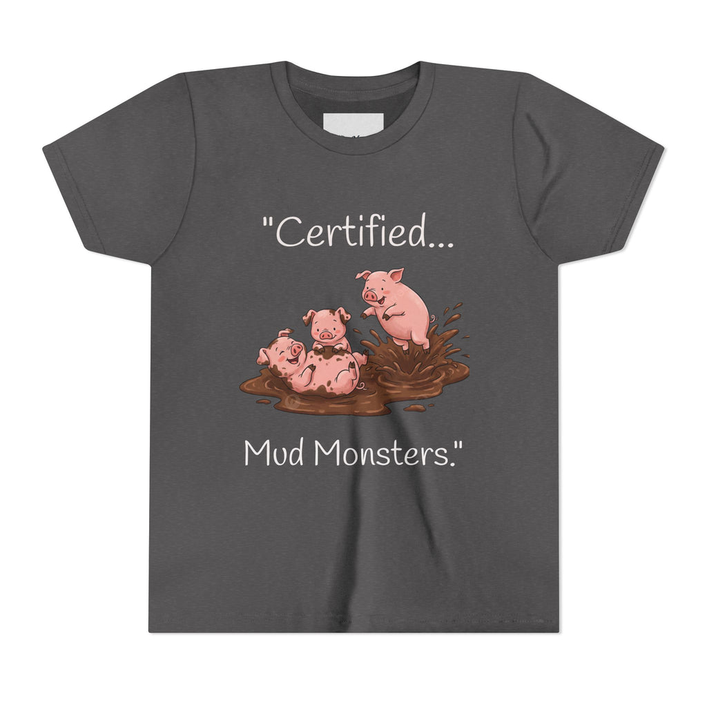 Youth Tee / "Certified Mud Monsters" Playful Piglets Graphic