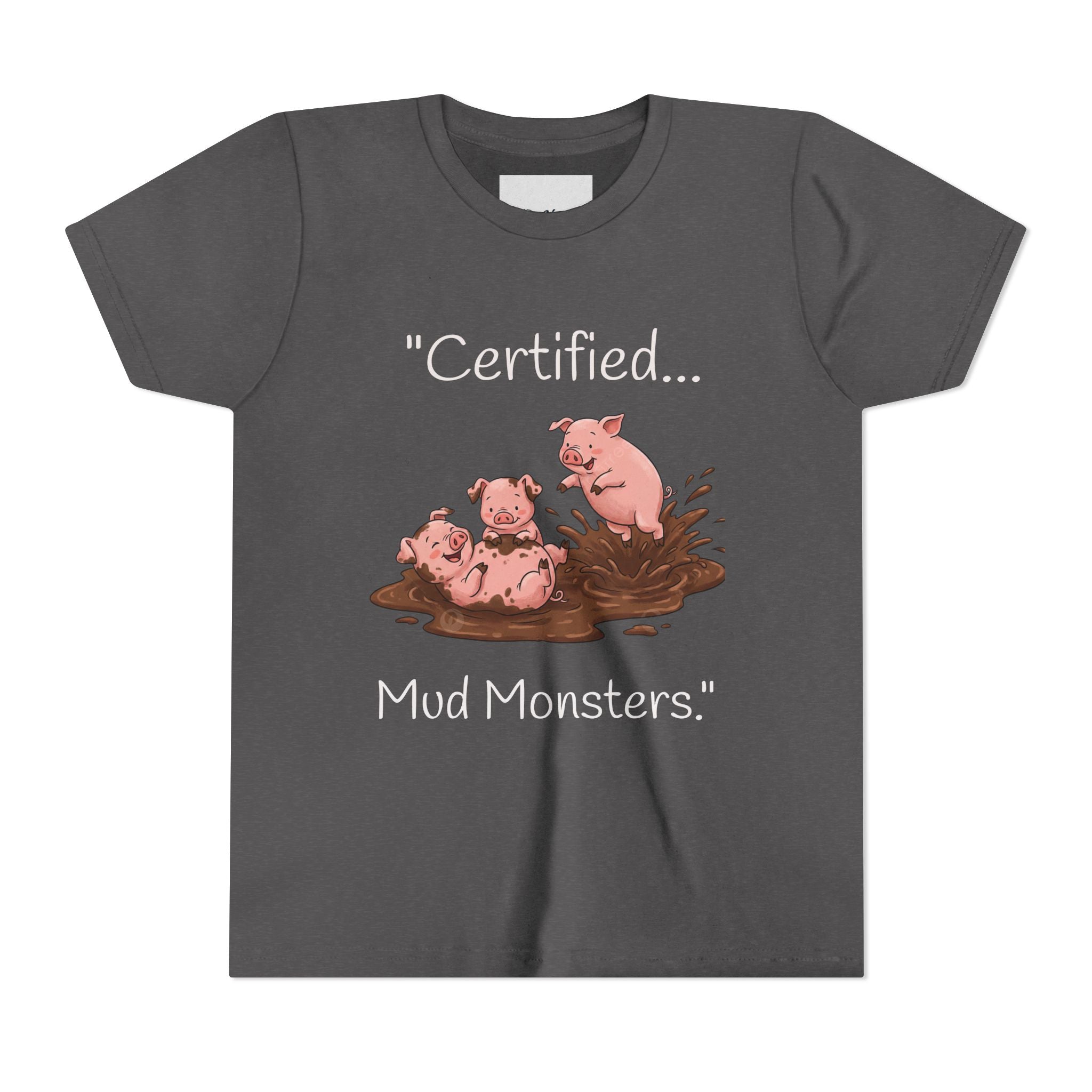 Youth Tee / "Certified Mud Monsters" Playful Piglets Graphic