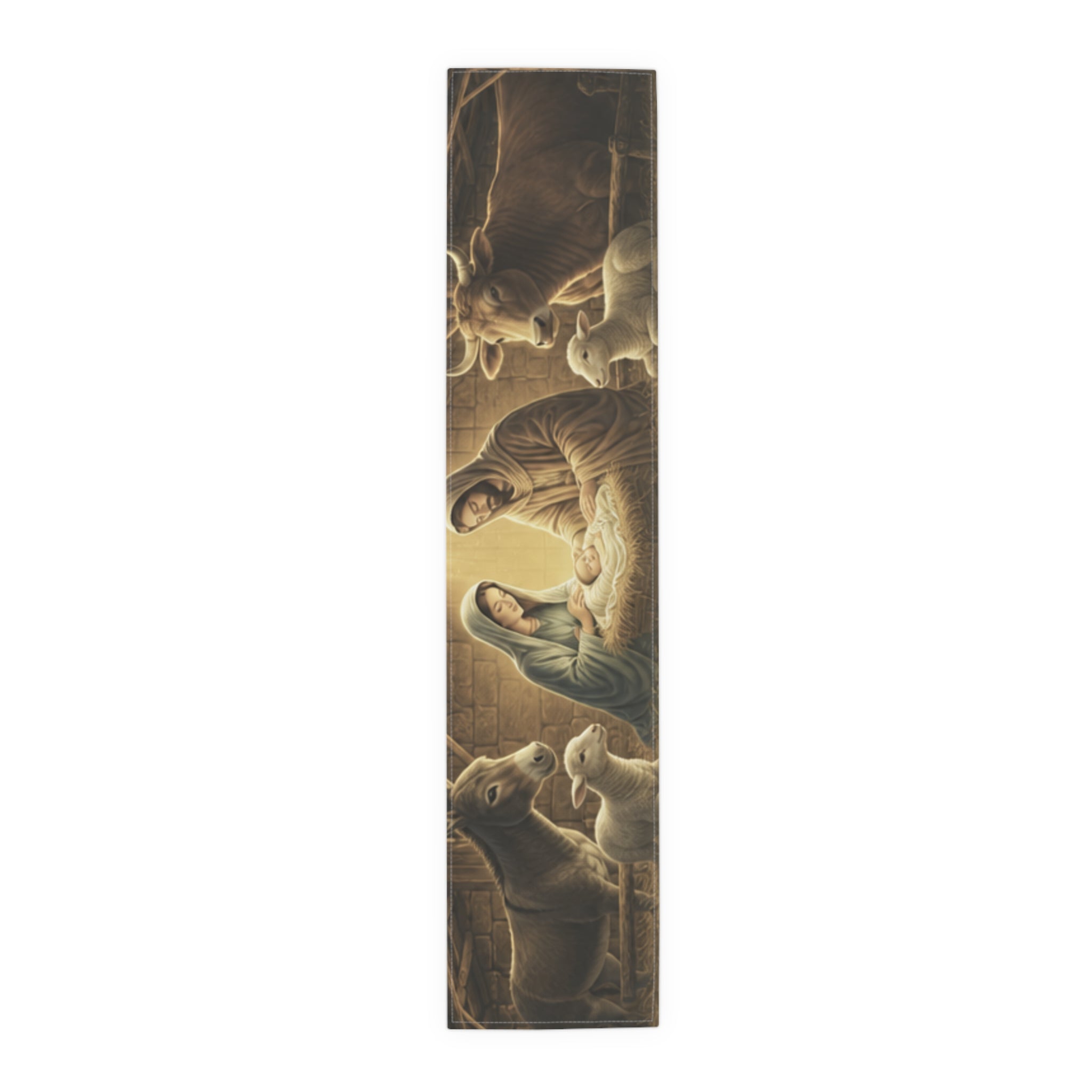 Nativity Manger Scene Table Runner | Cotton Poly