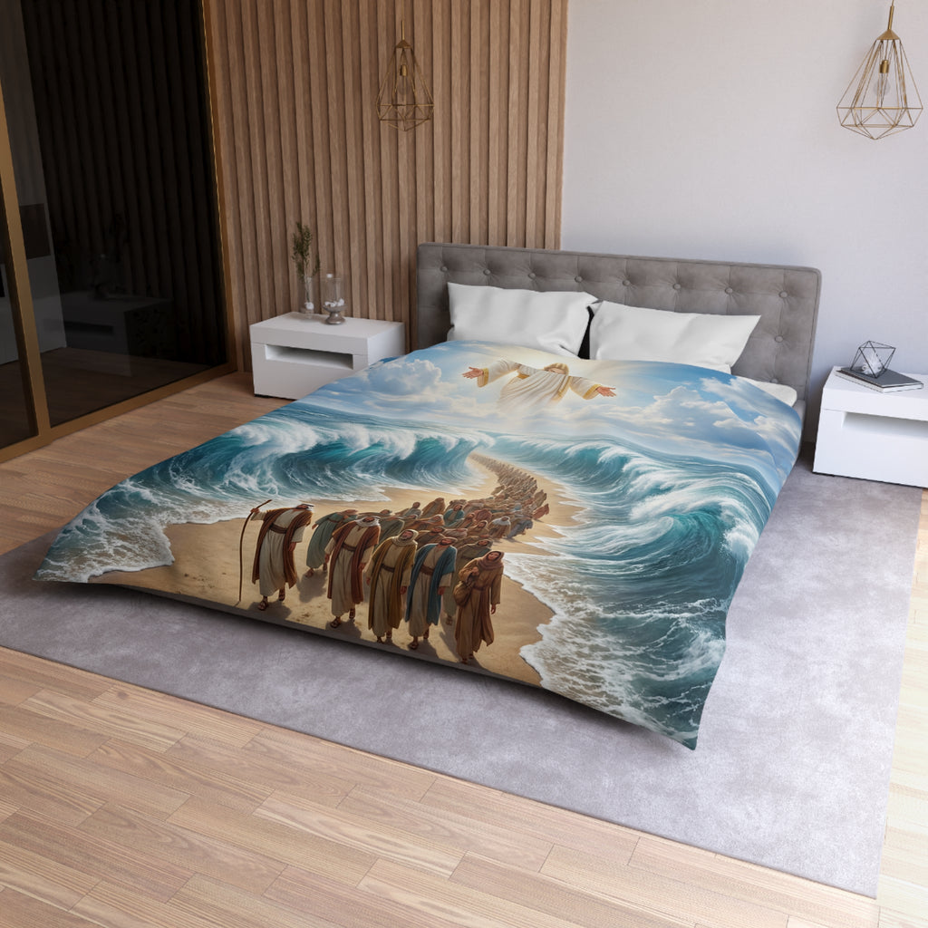 Christian Duvet Cover / Moses Parting the Red Sea Inspirational Bedding