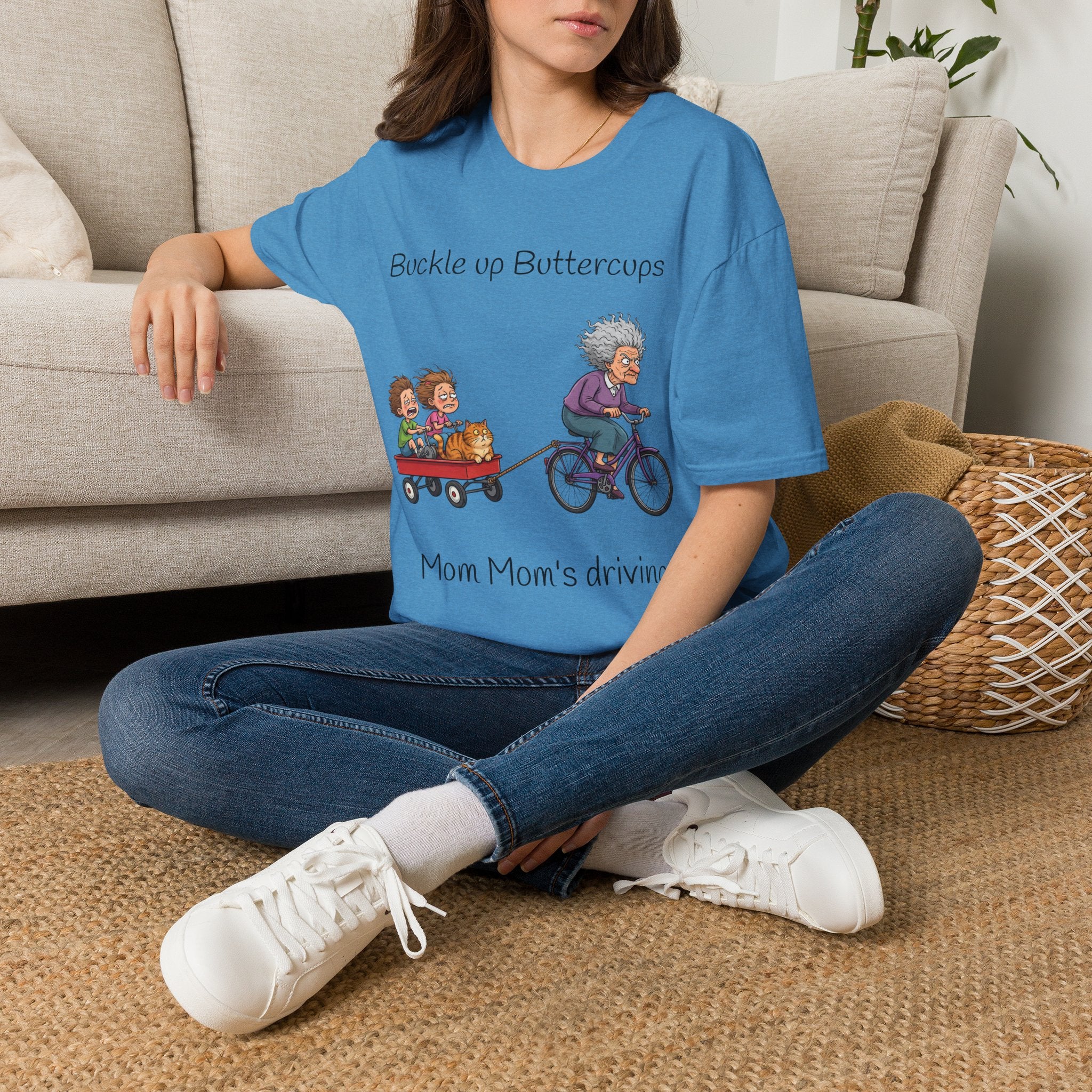 Buckle Up Buttercups Mom Mom's Driving Unisex Graphic T-Shirt – Novelty Cotton Tee
