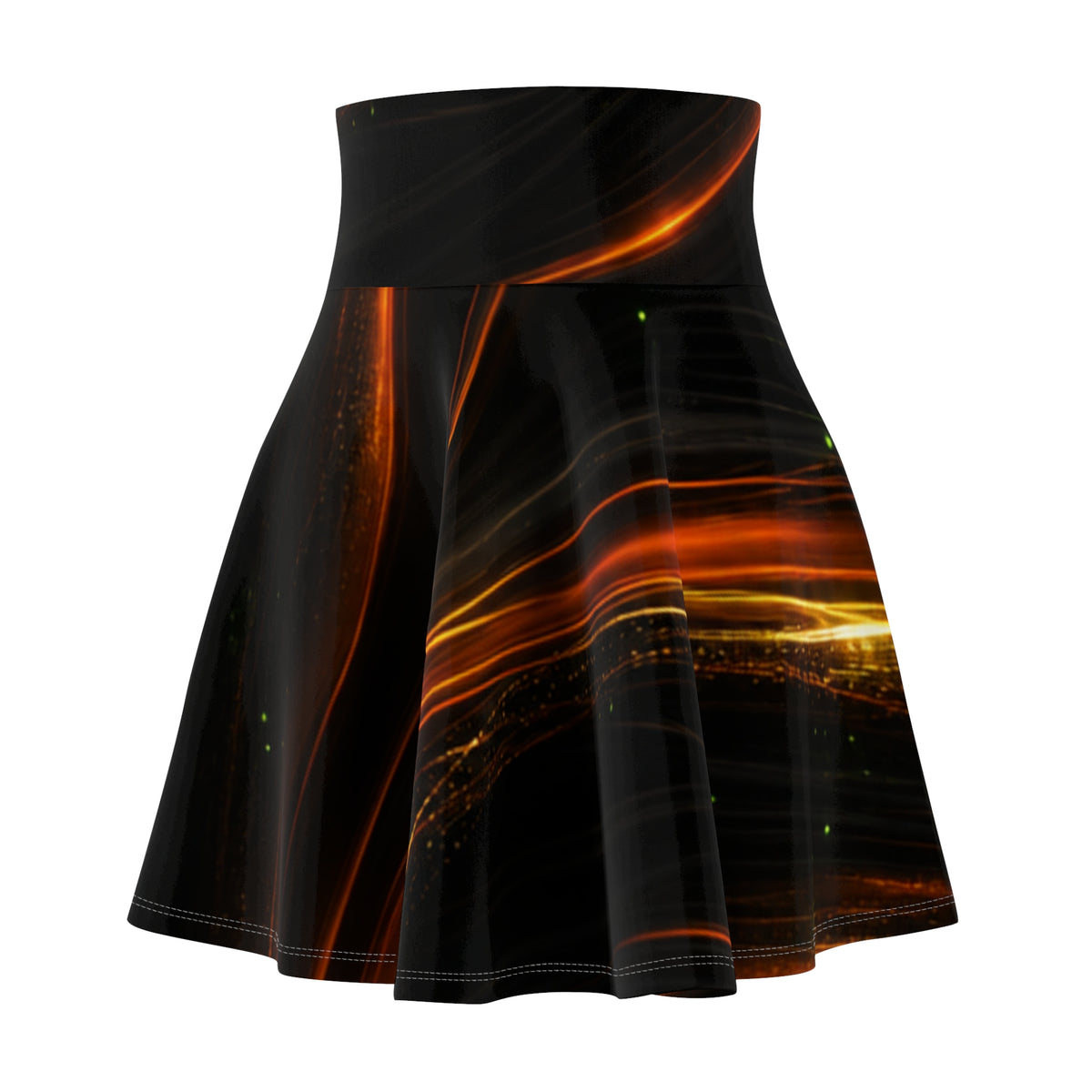 Orange Flame Skater Skirt | Molten Fire Print – High-Rise Women's Skirt