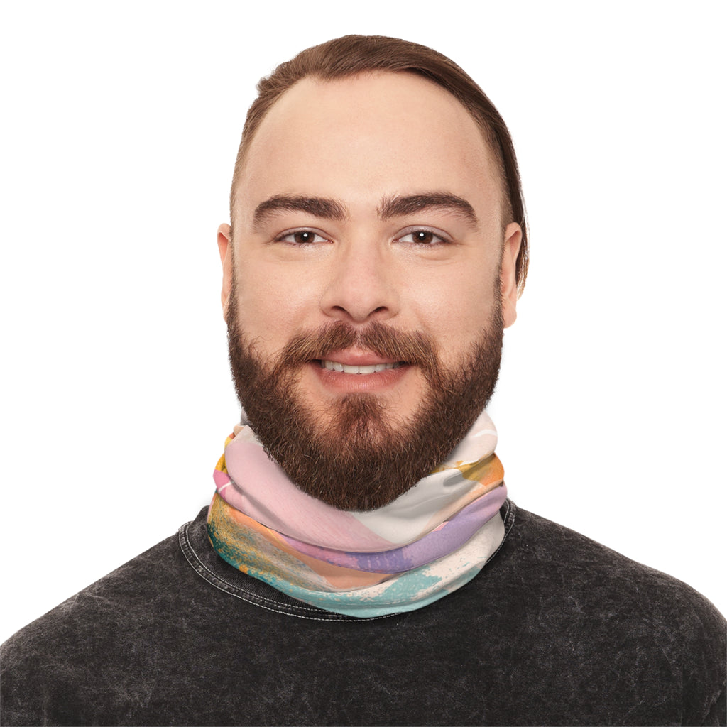 Abstract Sunset Wave Neck Gaiter | Pastel Mountain Beach Scarf
