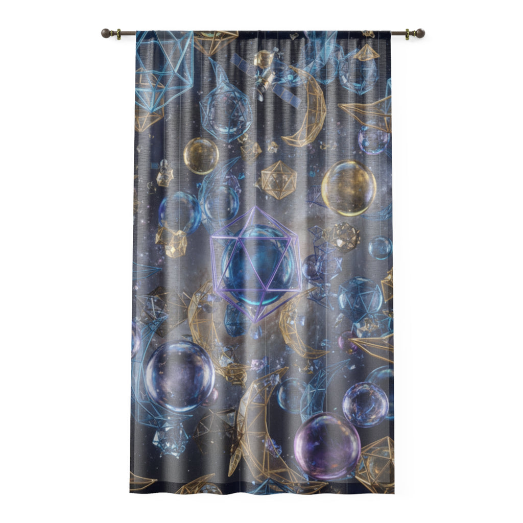 Mystic Crystal Orbs Window Curtain/ Celestial Geometric Sheer Panel